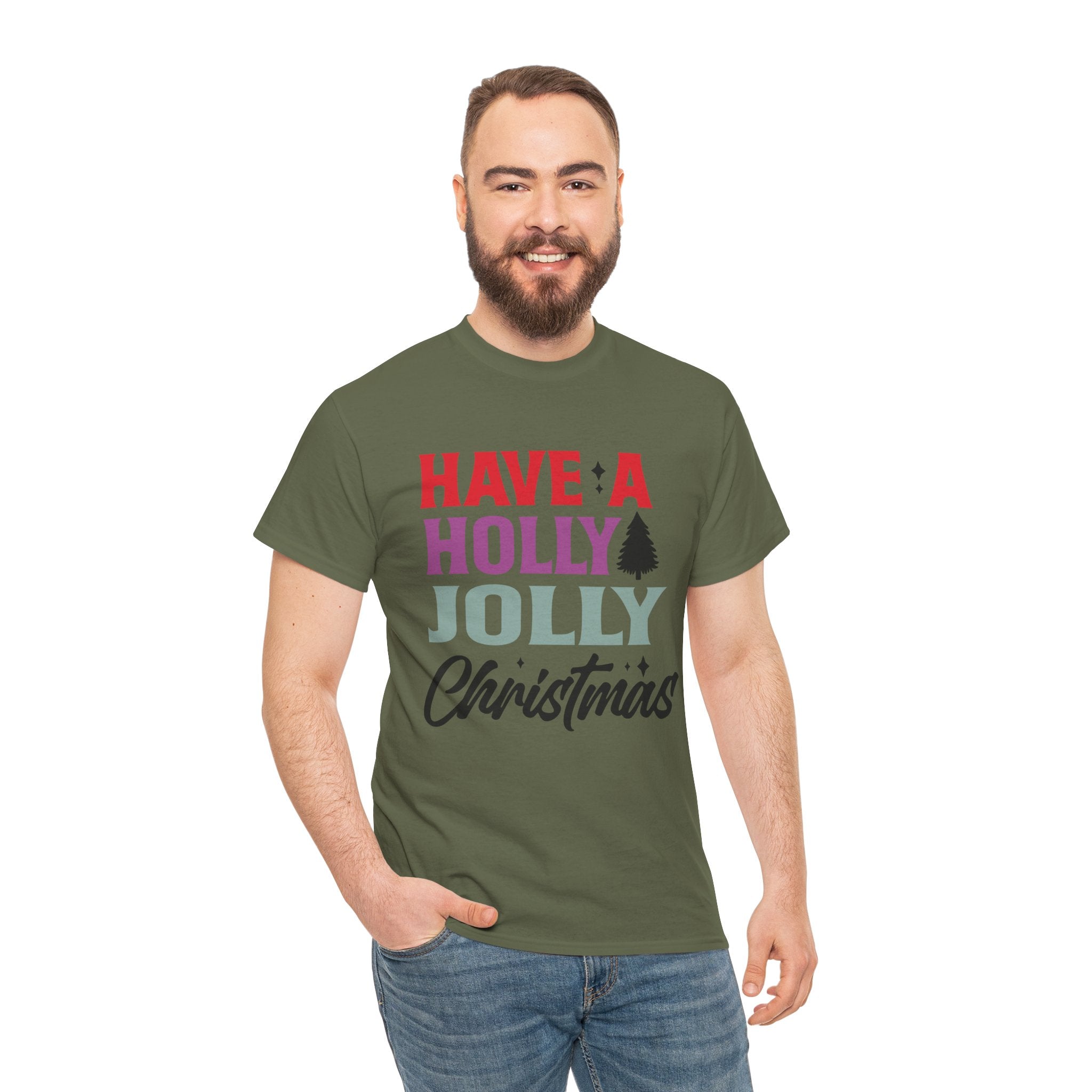 Festive Holly Jolly Christmas Graphic Tee | Gallory Hive