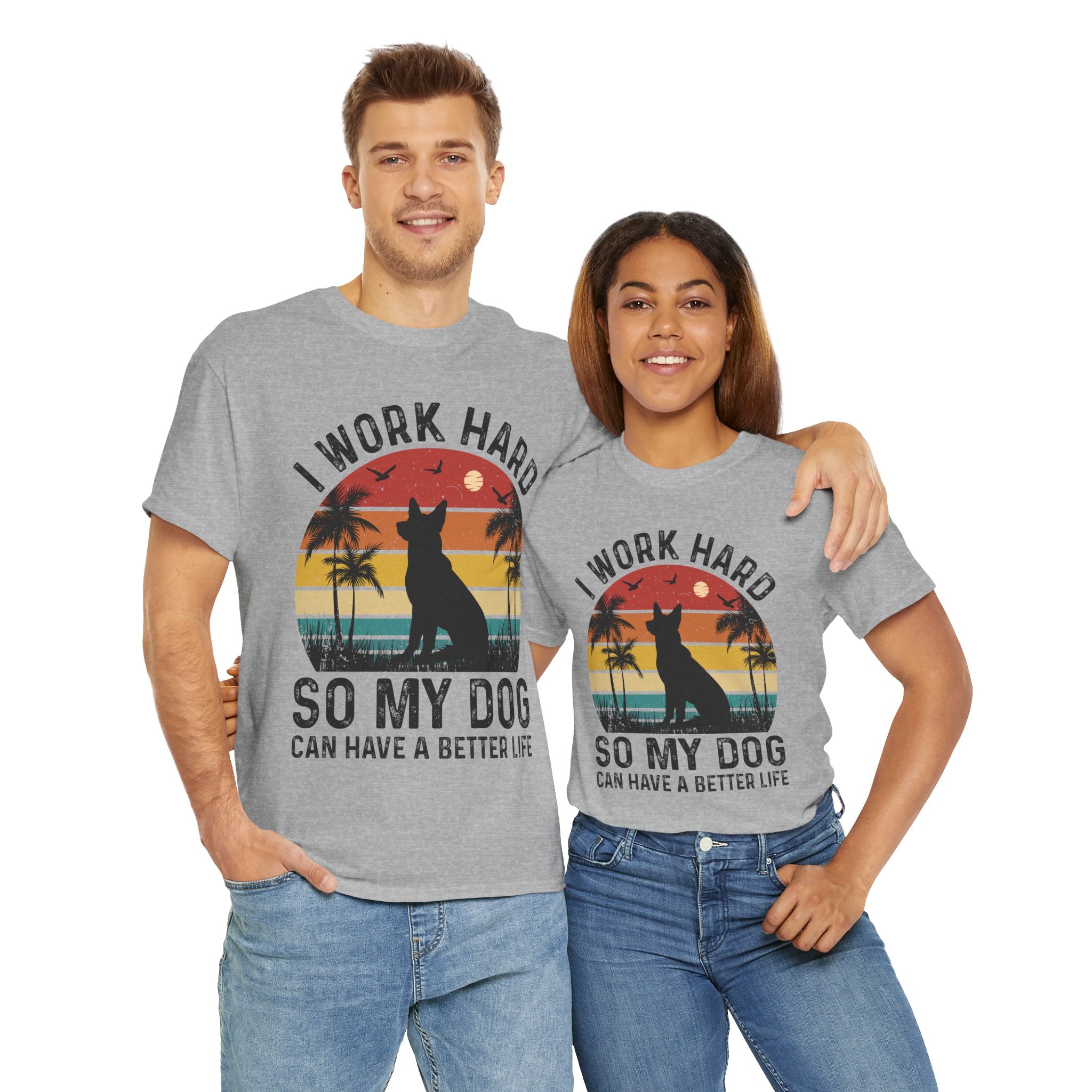 Retro Dog Lover Tee - Work Hard for My Pet