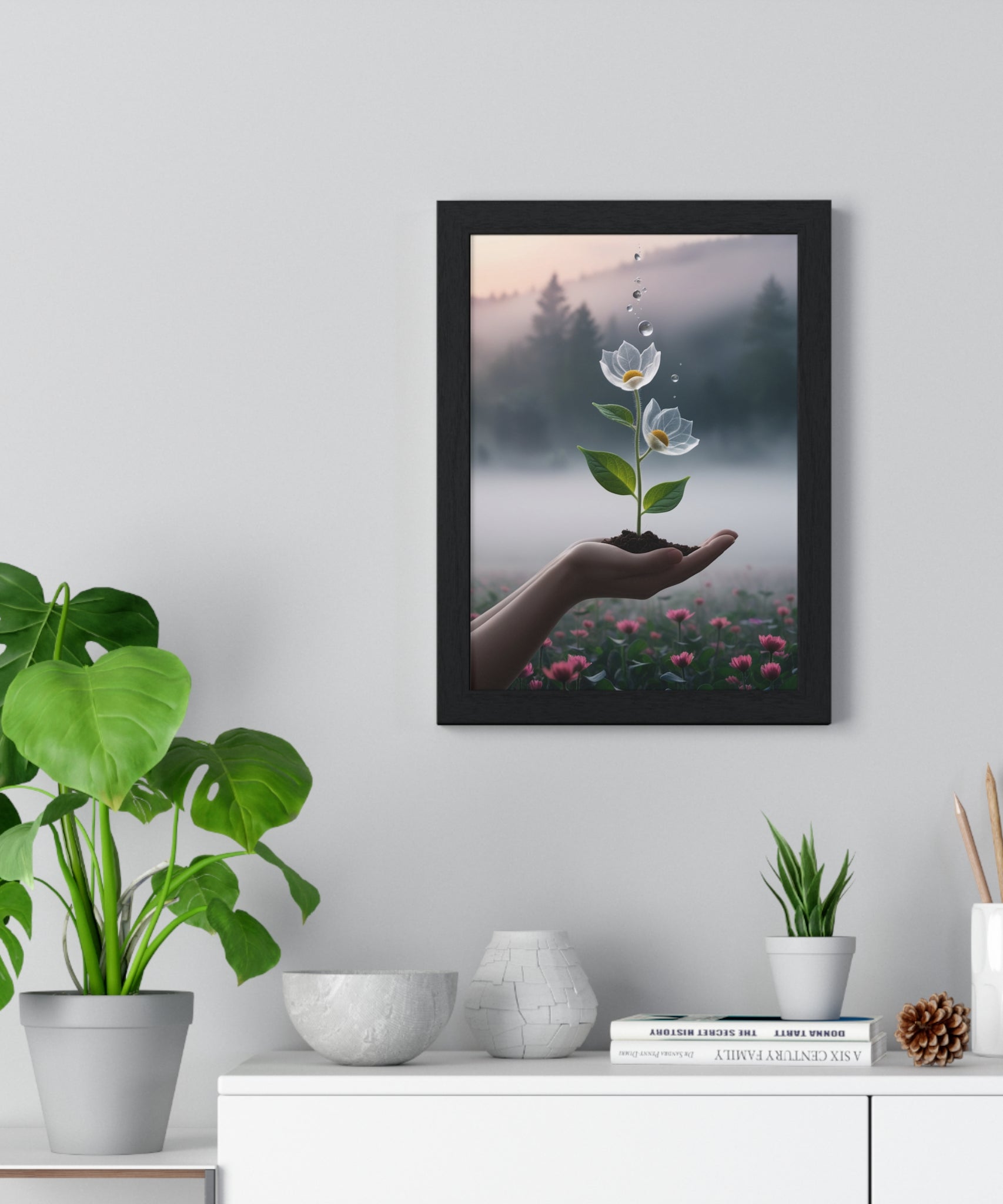 Vertical Framed Poster - Floral Growth Inspirational Wall Art, Botanical Decor, Nature Lovers Gift, Modern Aesthetic, Home Office Decoration - Gallory Hive