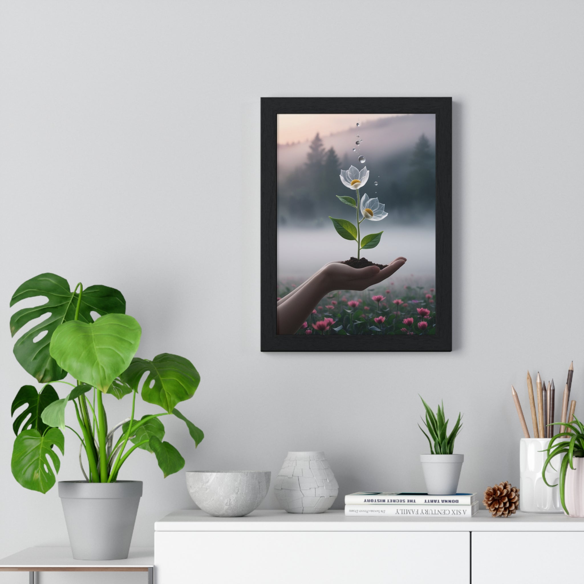 Vertical Framed Poster - Floral Growth Inspirational Wall Art, Botanical Decor, Nature Lovers Gift, Modern Aesthetic, Home Office Decoration - Gallory Hive