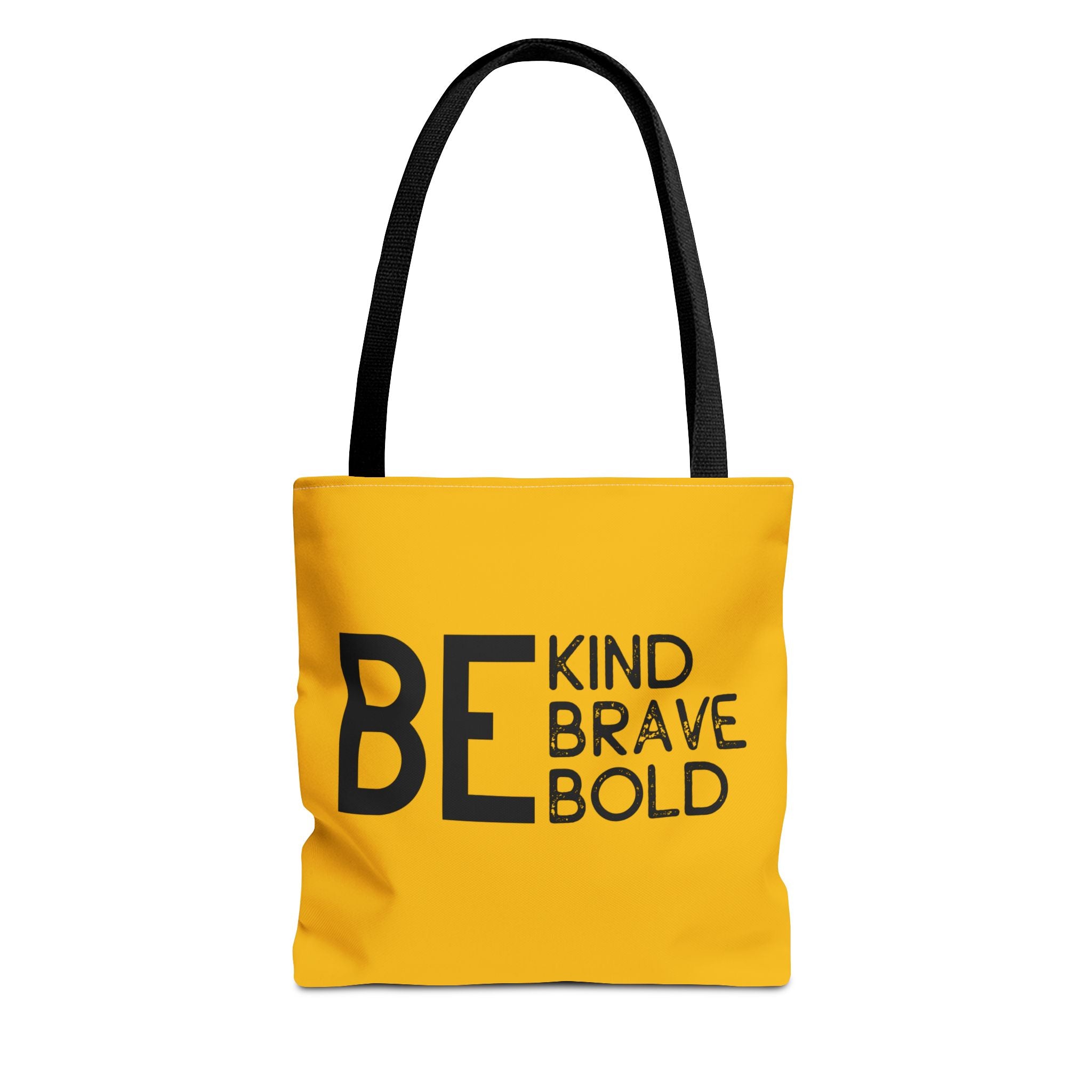 Inspirational Tote Bag - Be Kind Brave Bold - Eco-Friendly Carryall - Yellow