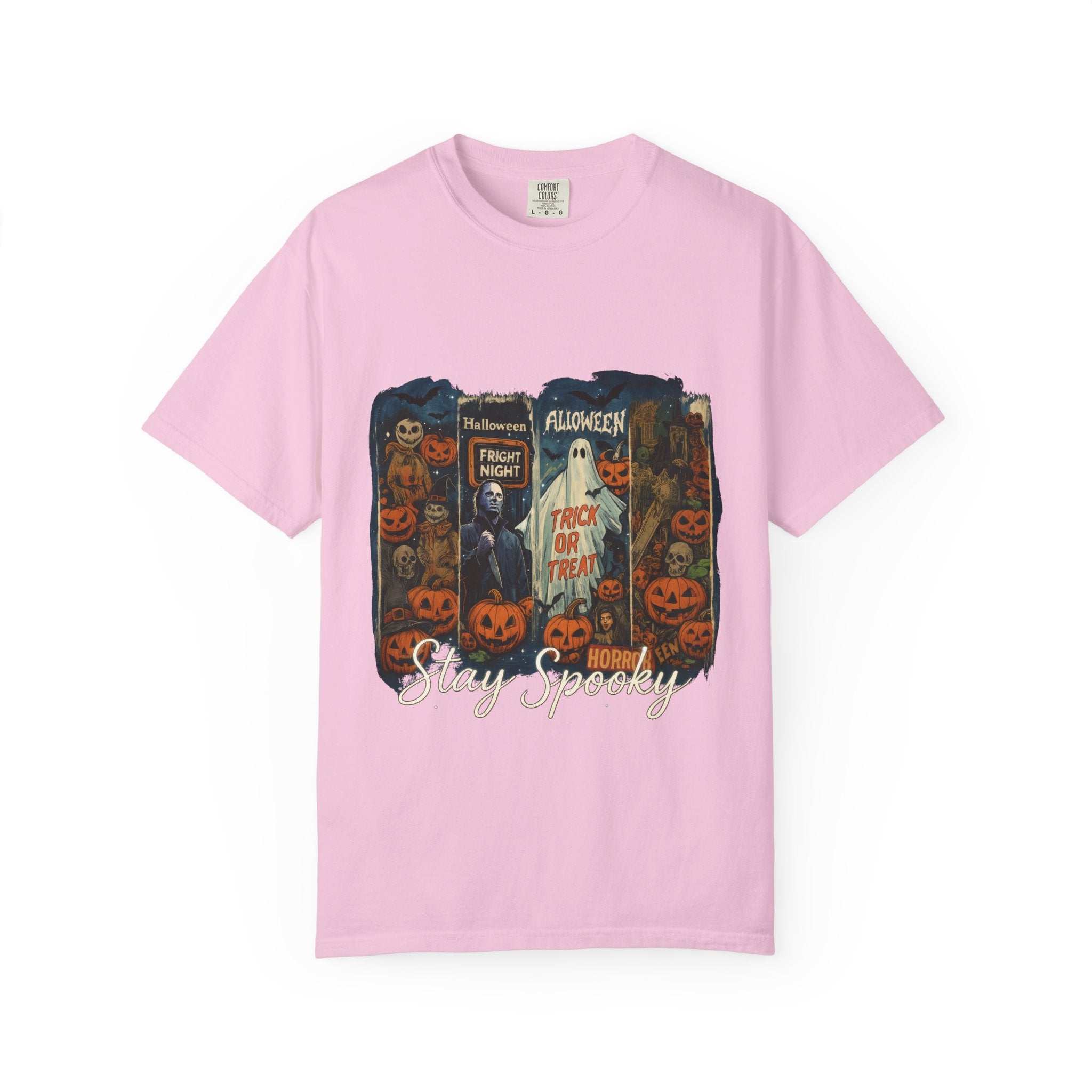 Stay Spooky Halloween Horror T-Shirt – Retro Slasher, Ghost, Pumpkins & Fright Night Design