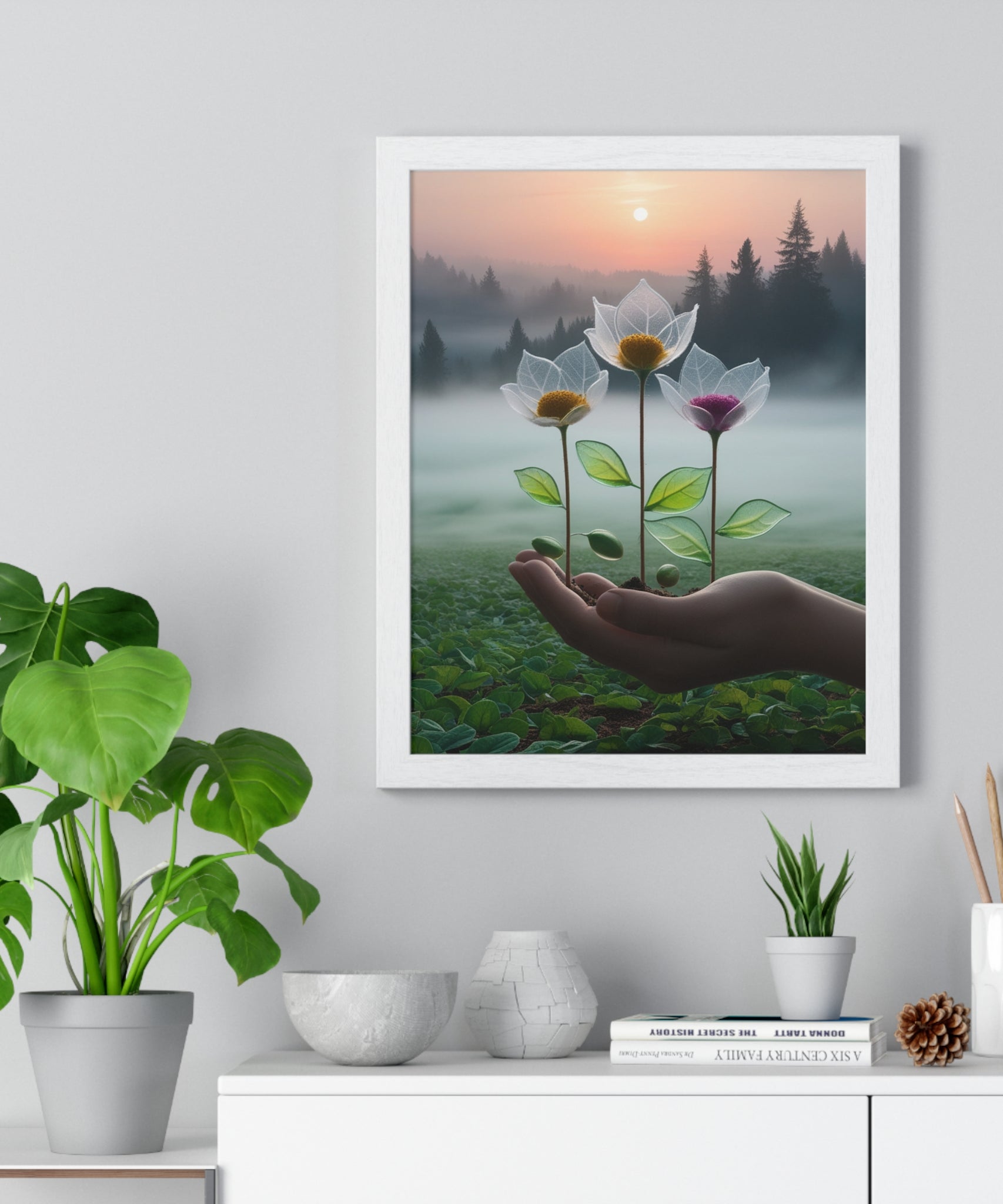 Nature Botanical Vertical Framed Poster, Serene Floral Wall Art, Inspirational Home Decor, Botanical Print, Gift for Garden Lovers - Gallory Hive