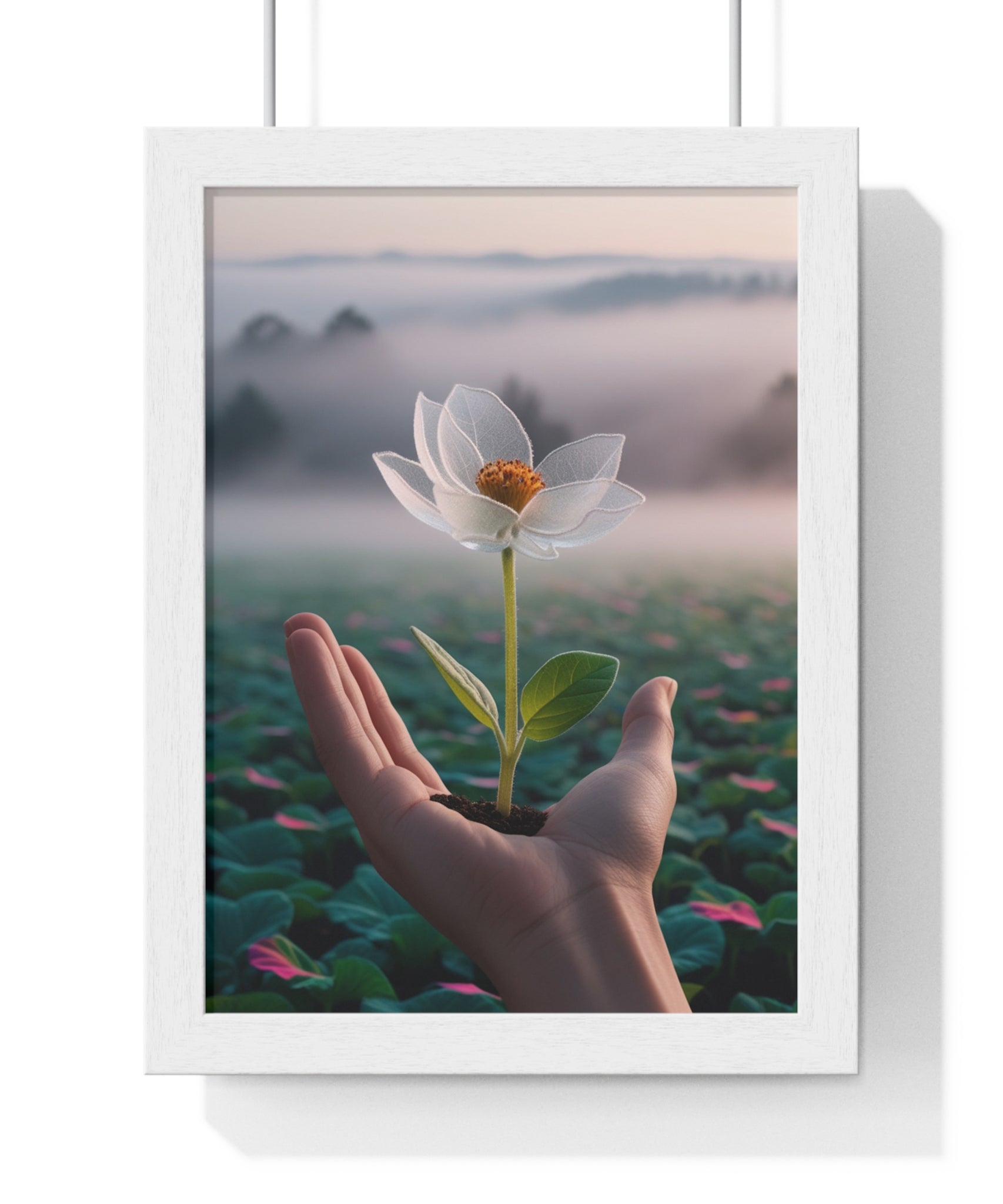 Framed Poster, Serene Floral Wall Art, Nature Print, Gift for Garden Lovers, Motivational Decor, Vertical Art Print - Gallory Hive