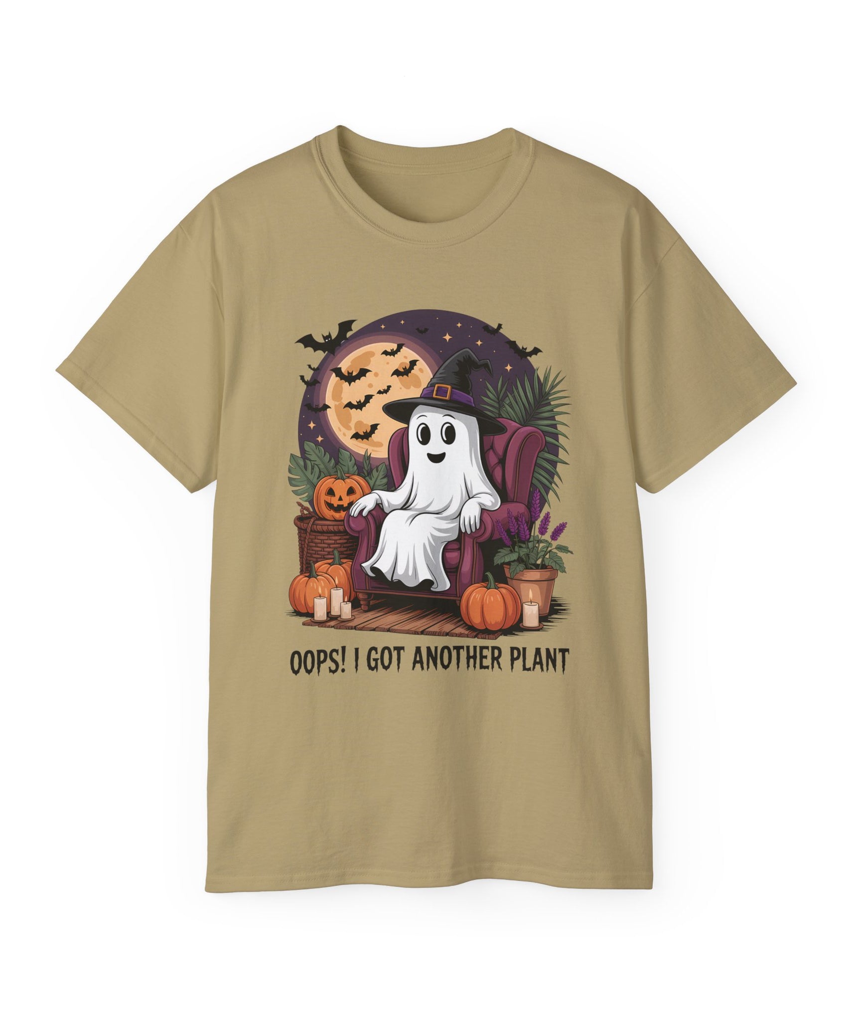 Halloween Plant Ghost Tee - Spooky Witch Design