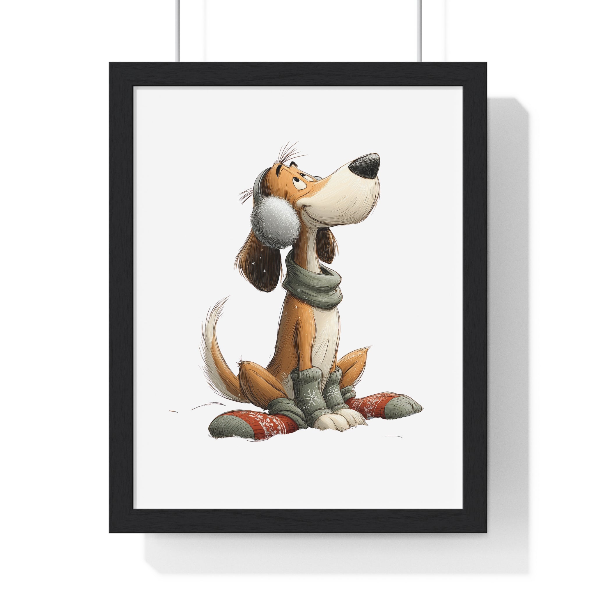 Winter Pup with Scarf & Earmuffs – Wooden Wall Frame Home Decor - Gallory Hive