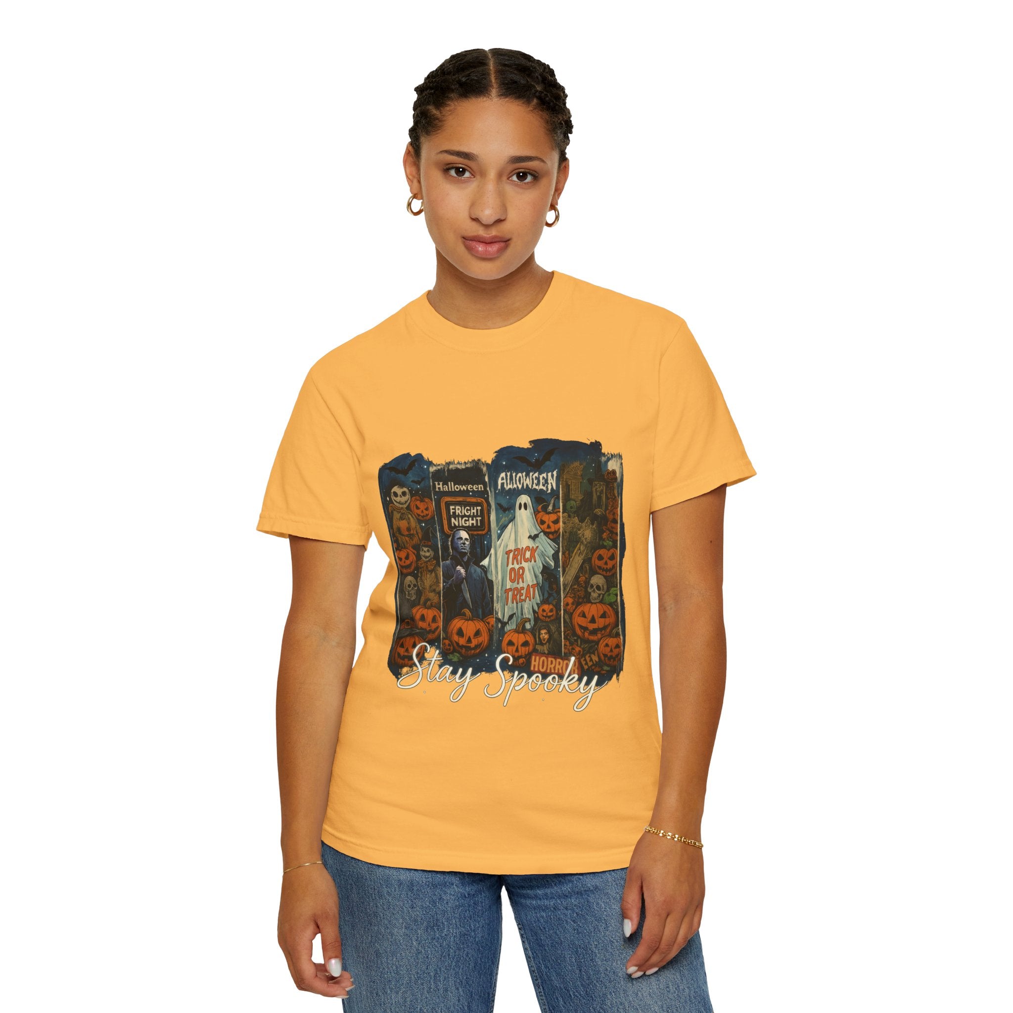 Stay Spooky Halloween Horror T-Shirt – Retro Slasher, Ghost, Pumpkins & Fright Night Design - Gallory Hive