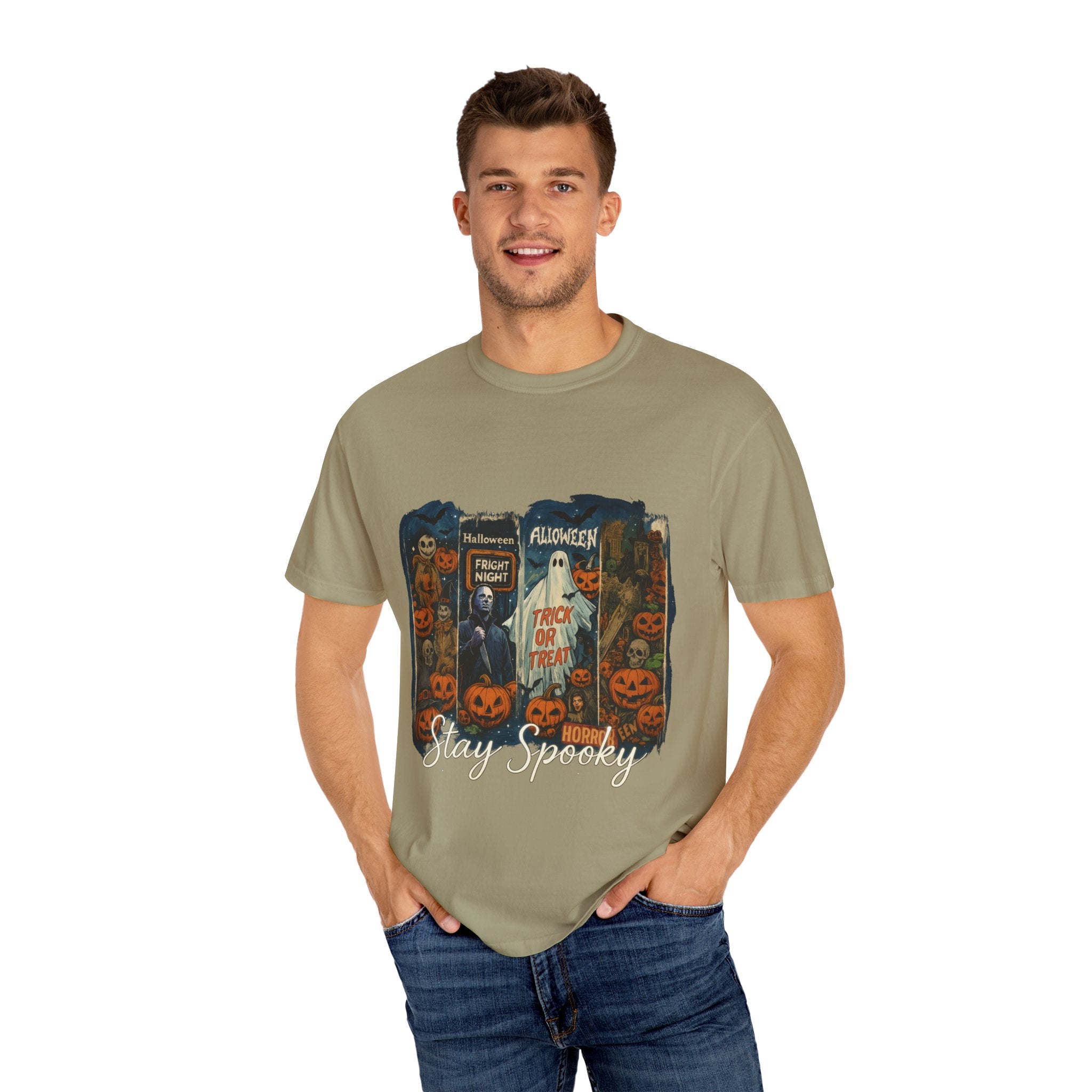 Stay Spooky Halloween Horror T-Shirt – Retro Slasher, Ghost, Pumpkins & Fright Night Design