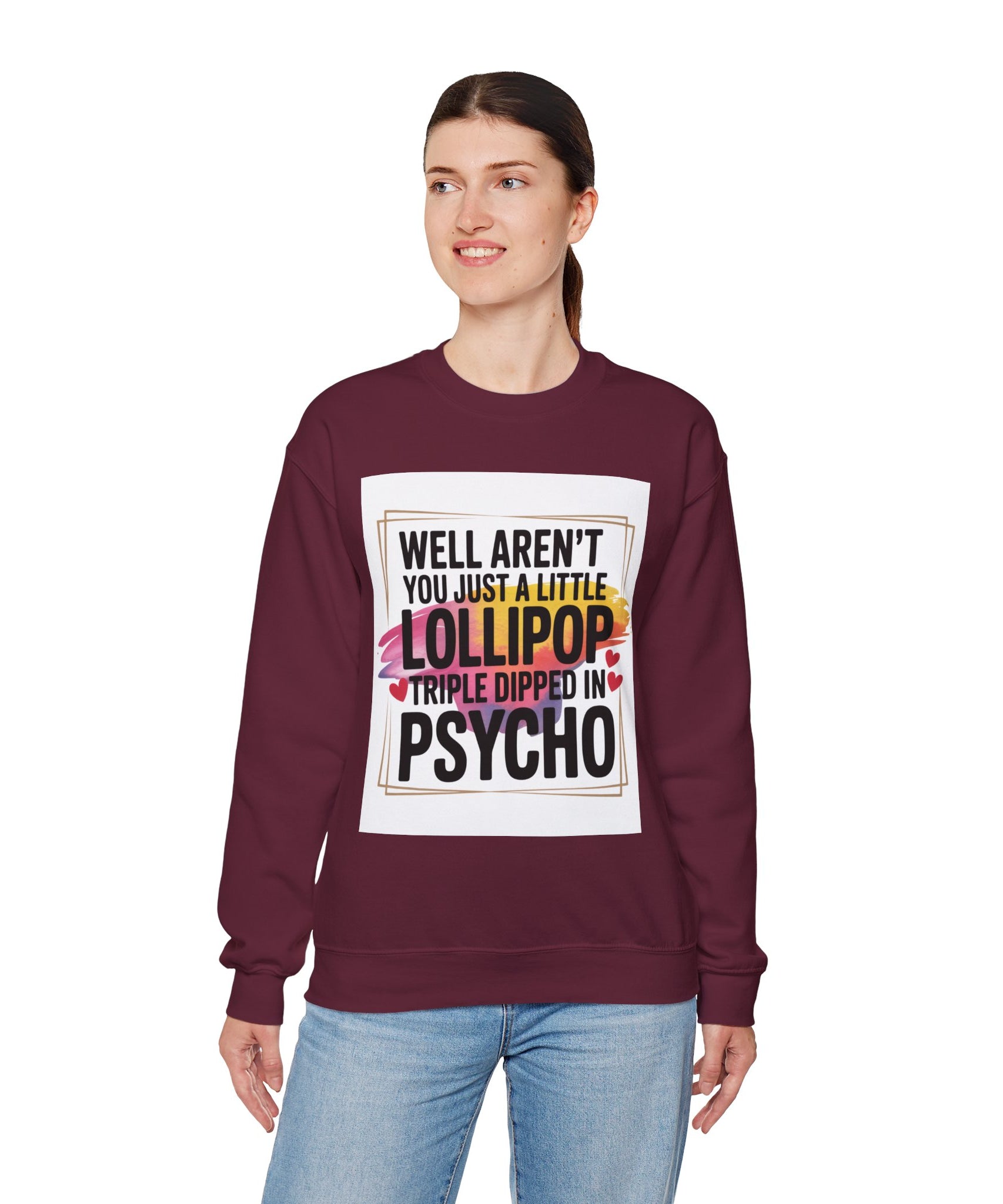 Psycho Lollipop Sweatshirt | Fun Casual Crewneck, Gift for Friends, Humor Apparel, Everyday Wear, Unique Fashion - Gallory Hive