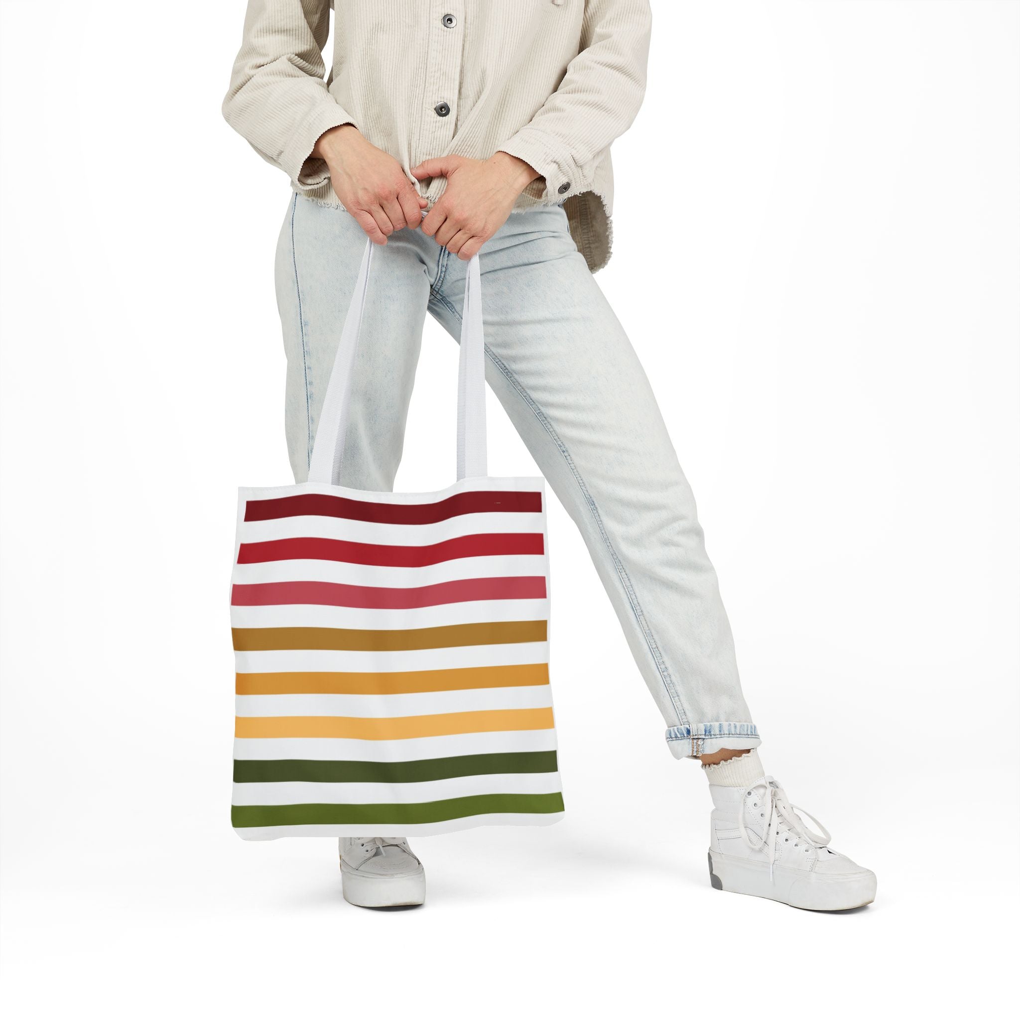 Multicolor Horizontal Lines Canvas Tote