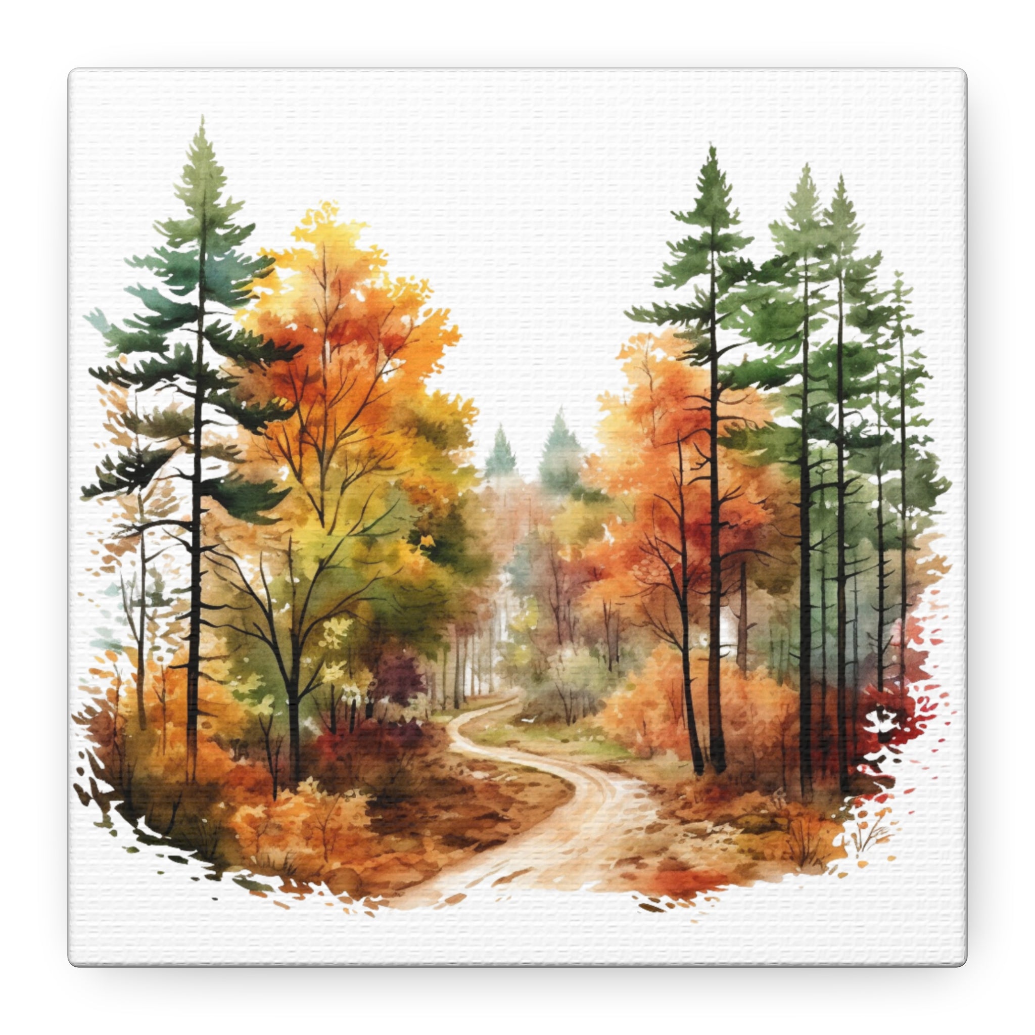Autumn Forest Path – Watercolor Woodland Wall Art | Gallory Hive