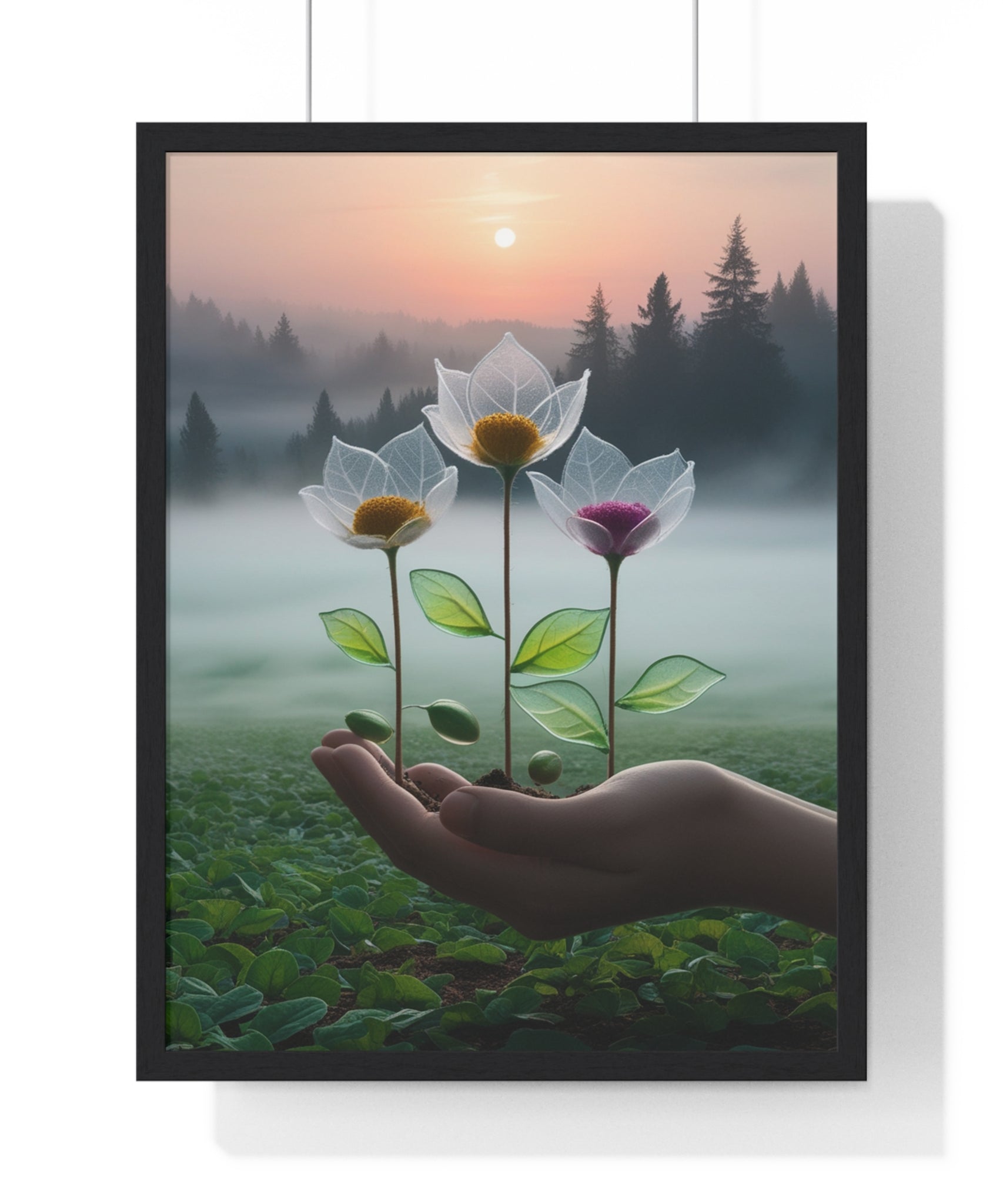 Nature Botanical Vertical Framed Poster, Serene Floral Wall Art, Inspirational Home Decor, Botanical Print, Gift for Garden Lovers - Gallory Hive