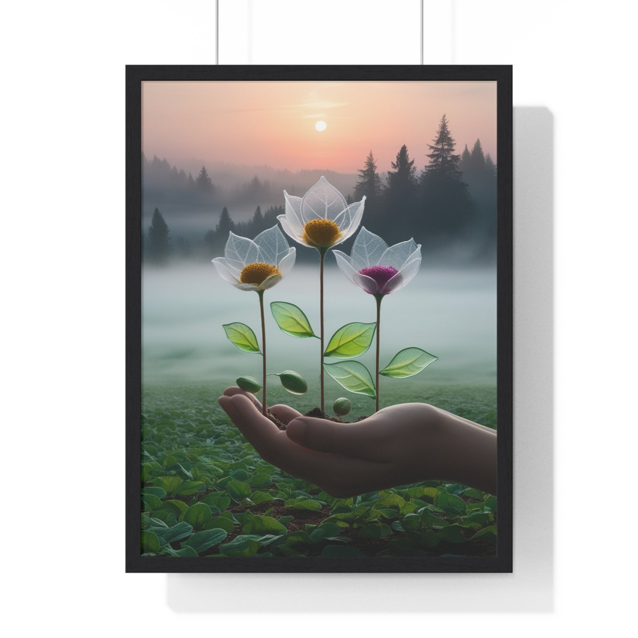 Nature Botanical Vertical Framed Poster, Serene Floral Wall Art, Inspirational Home Decor, Botanical Print, Gift for Garden Lovers