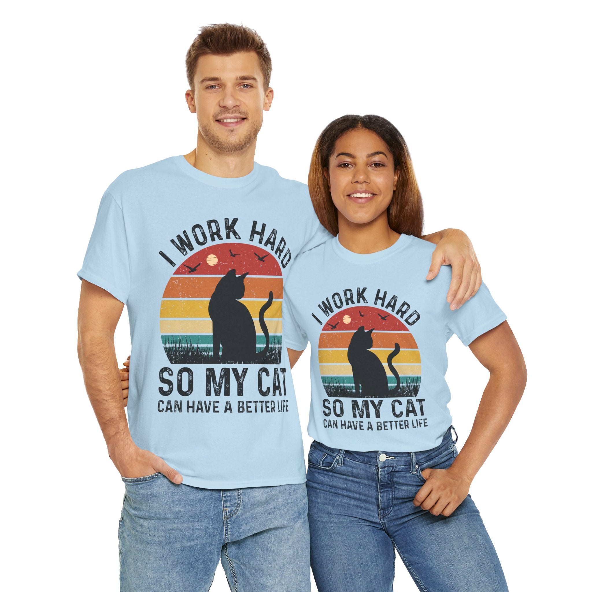 Retro Cat Lover Tee - Work Hard for My Pet