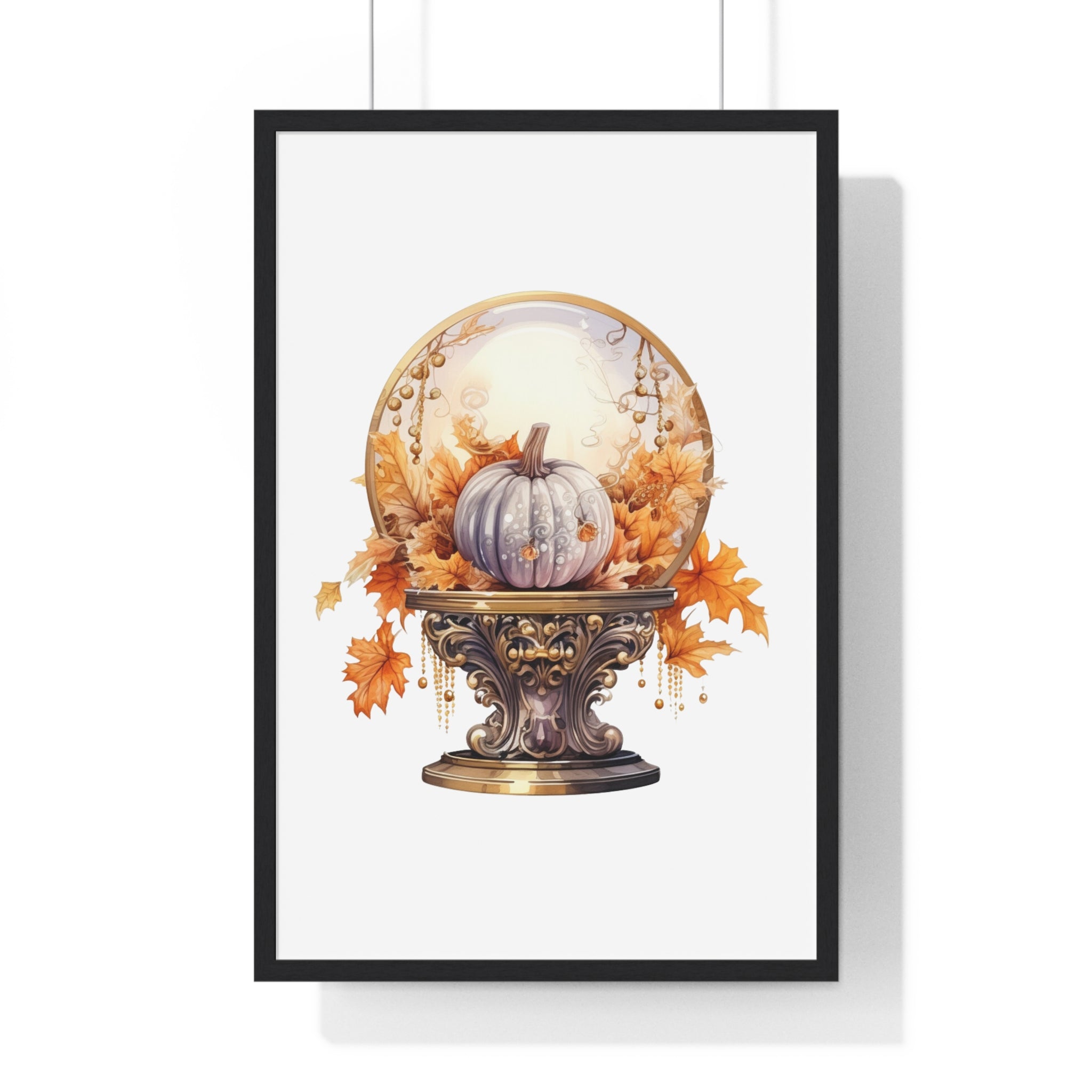 Autumn Snow Globe – White Pumpkin Wall Art | Gallory Hive