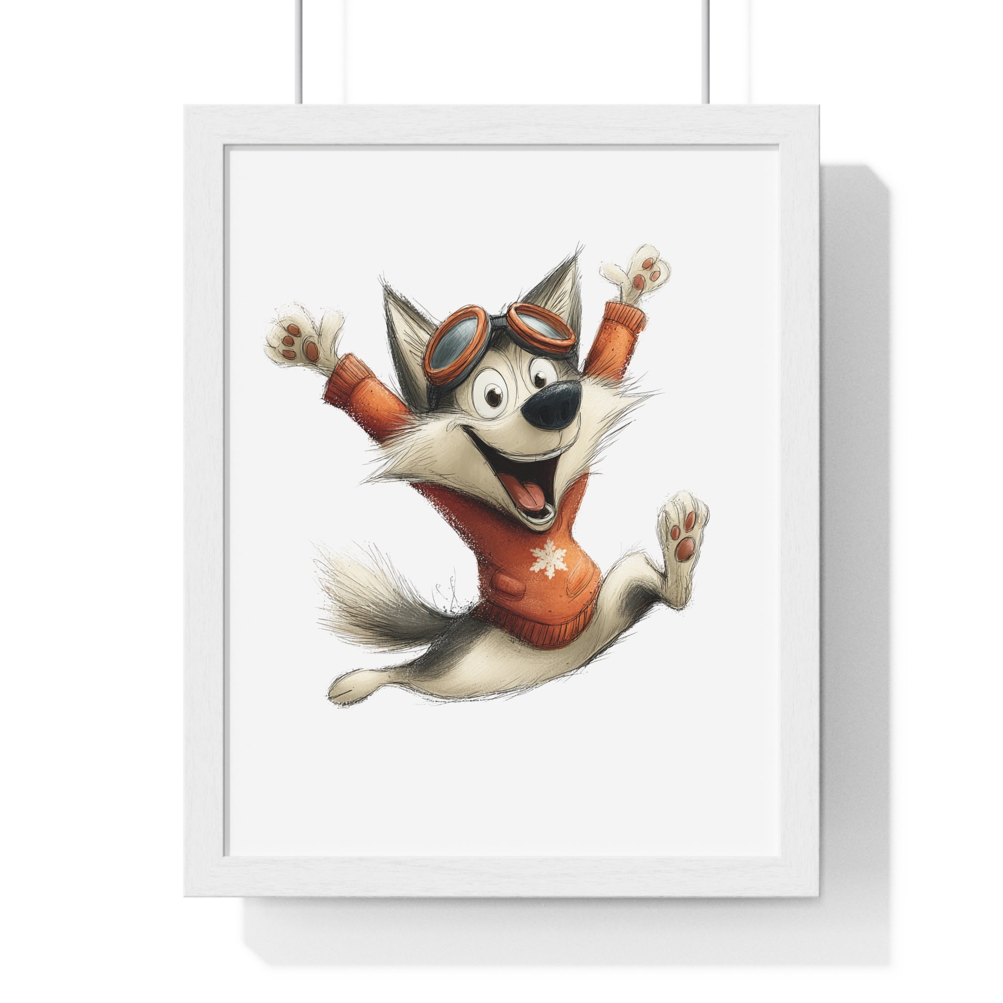 Cheerful Winter Dog in Goggles – Wooden Framed Wall Décor - Gallory Hive