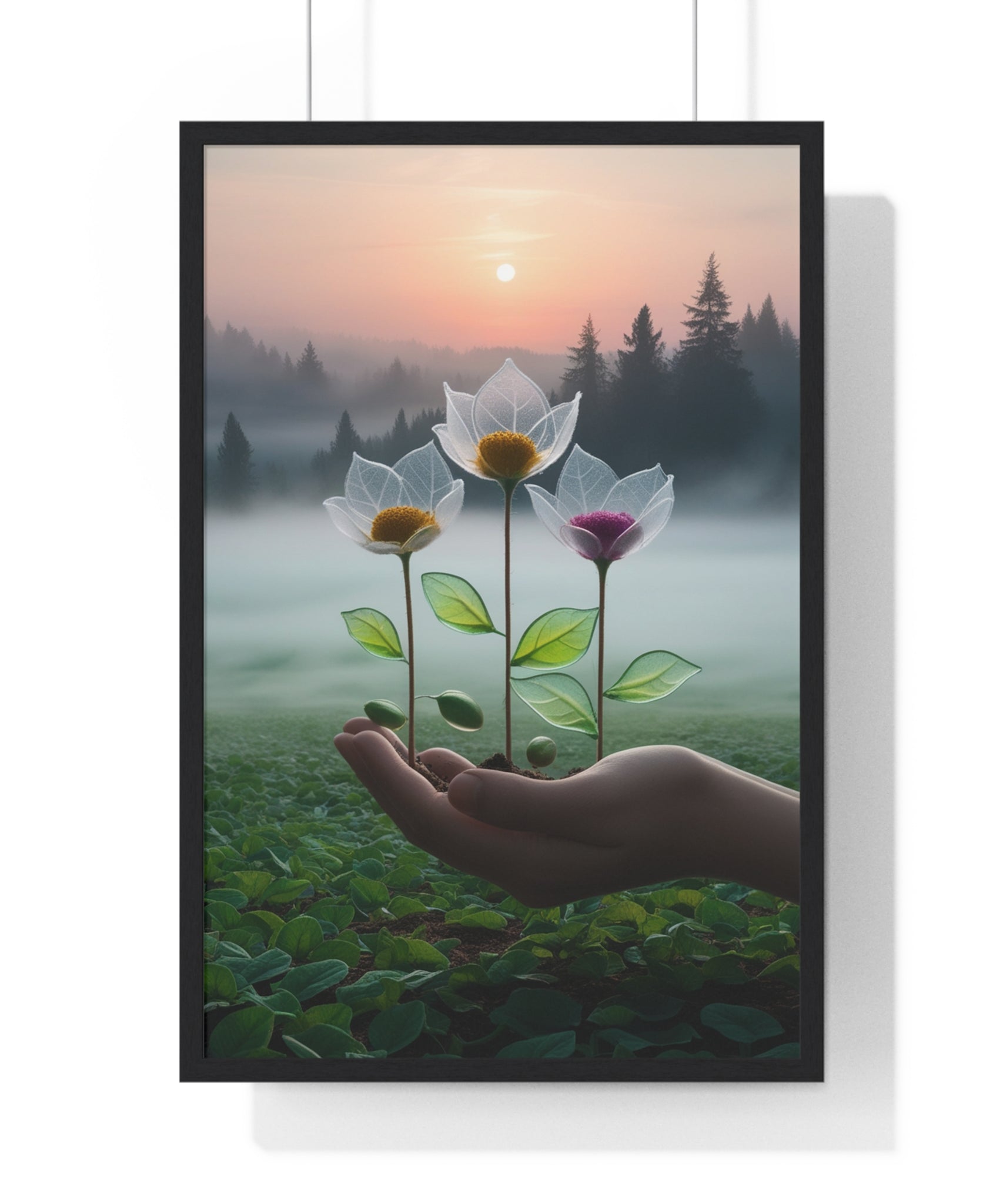 Nature Botanical Vertical Framed Poster, Serene Floral Wall Art, Inspirational Home Decor, Botanical Print, Gift for Garden Lovers - Gallory Hive