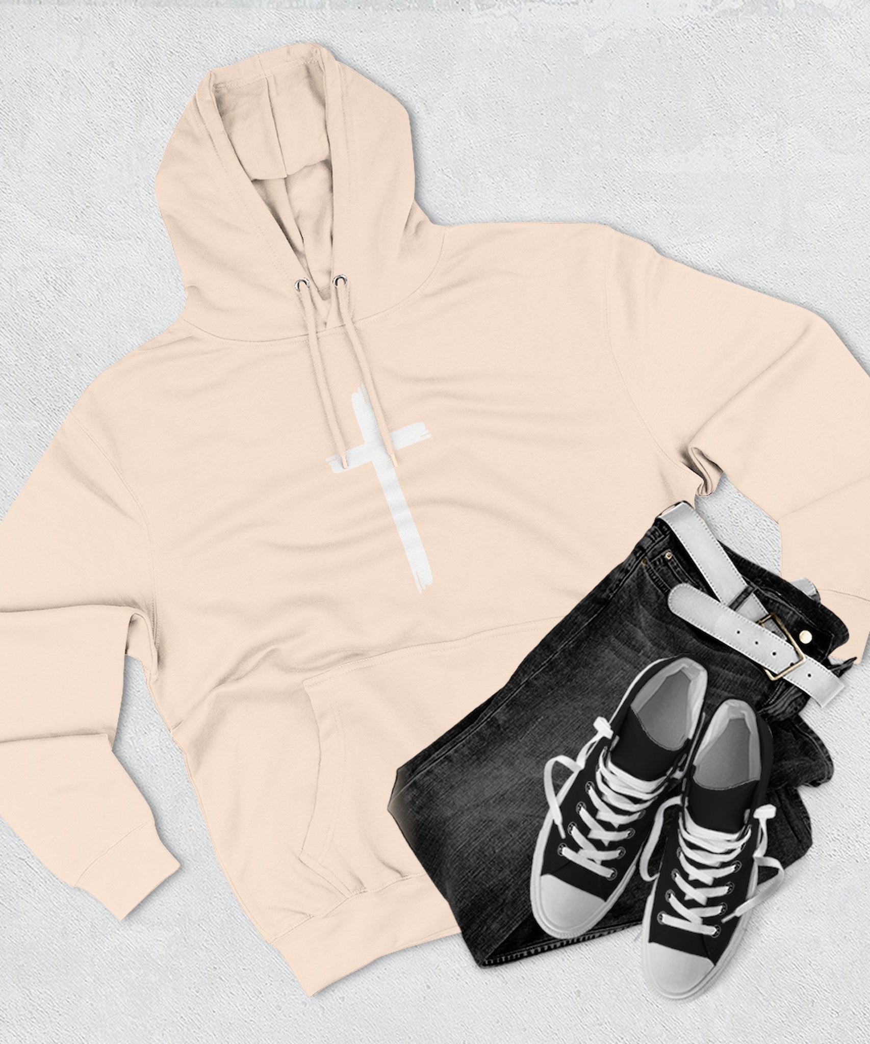 Faith-Inspired Fleece Hoodie, Comfortable Hoodie, Spiritual Gift, Cross Design, Inspirational Fashion, Cozy & Stylish - Gallory Hive