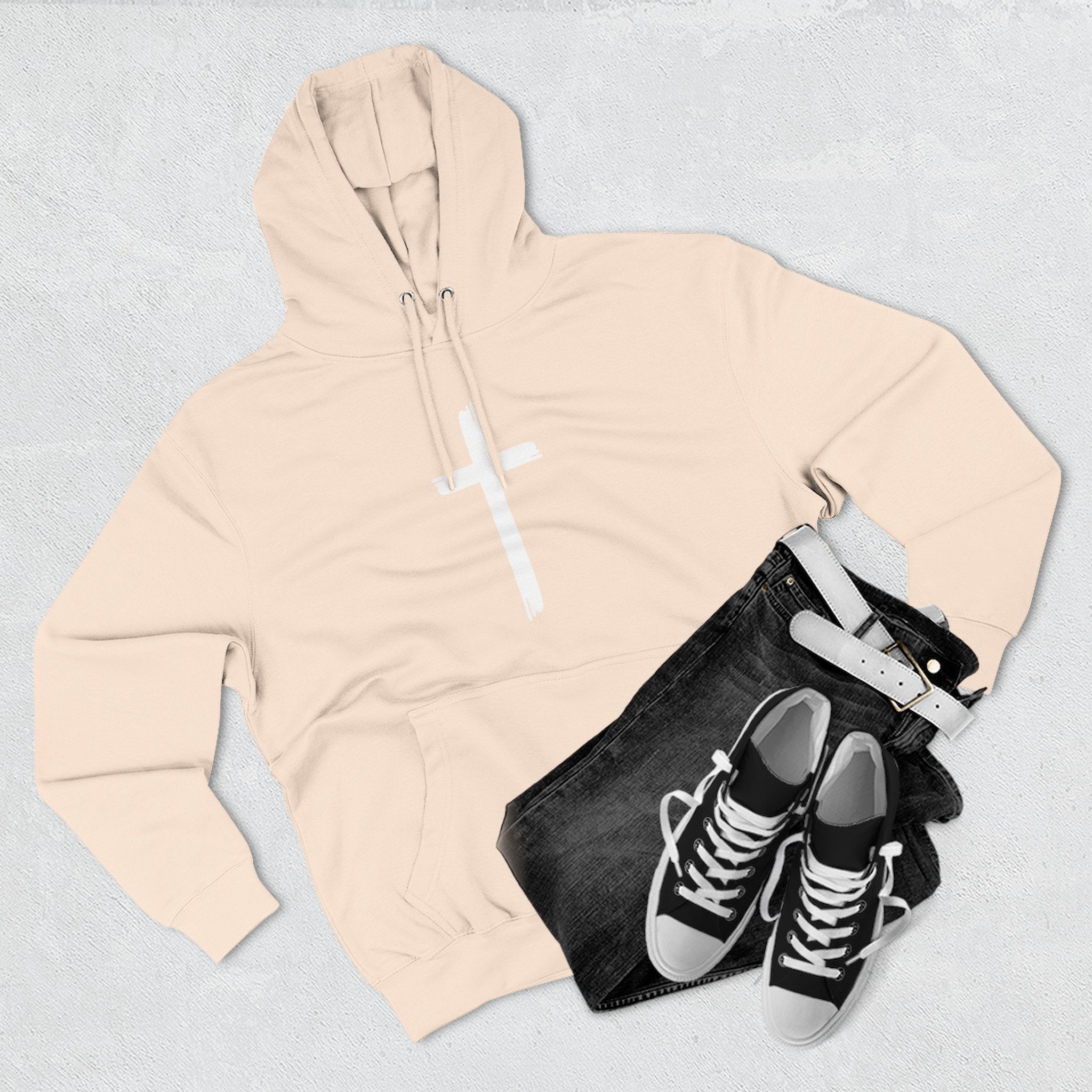 Faith-Inspired Fleece Hoodie, Comfortable Hoodie, Spiritual Gift, Cross Design, Inspirational Fashion, Cozy & Stylish