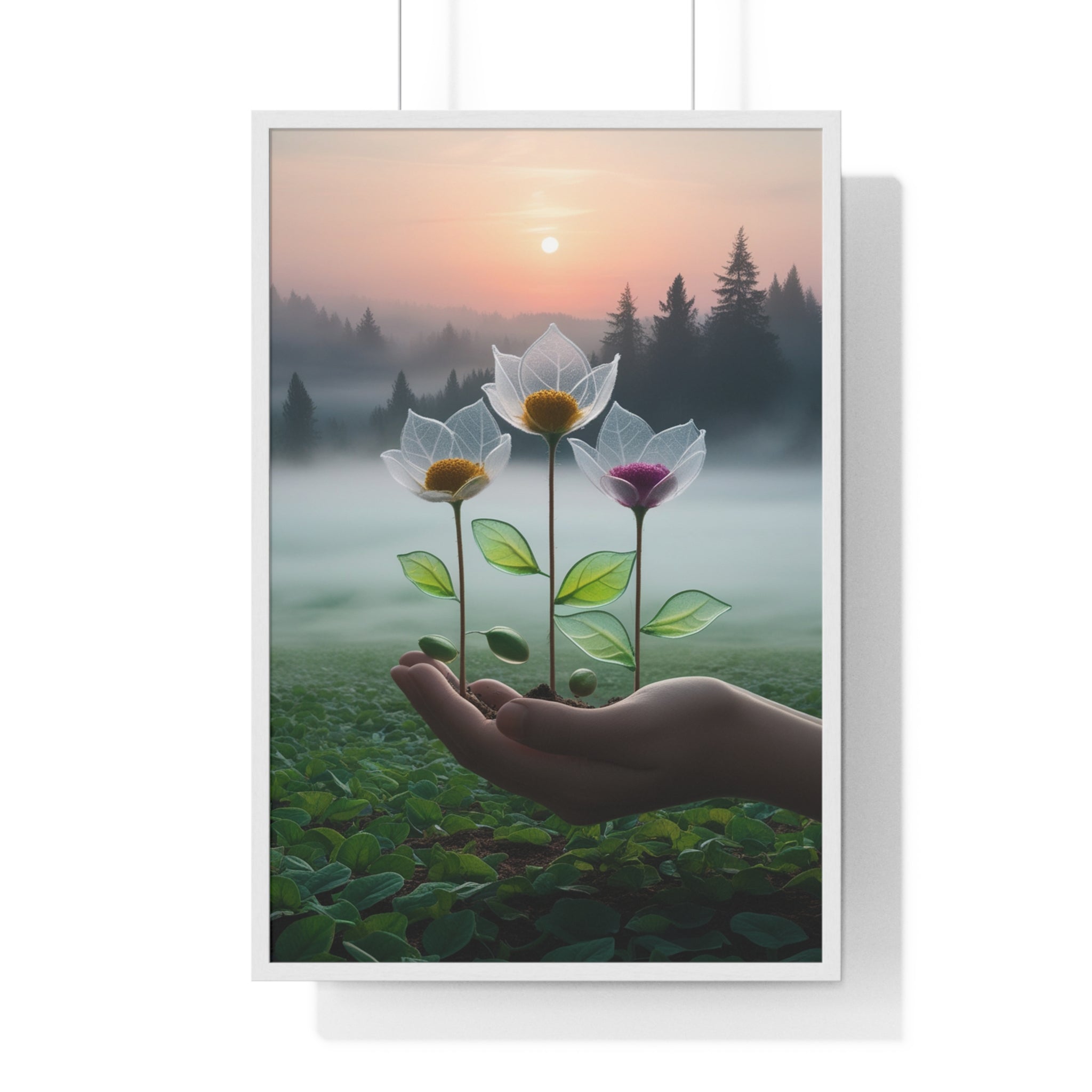 Nature Botanical Vertical Framed Poster, Serene Floral Wall Art, Inspirational Home Decor, Botanical Print, Gift for Garden Lovers