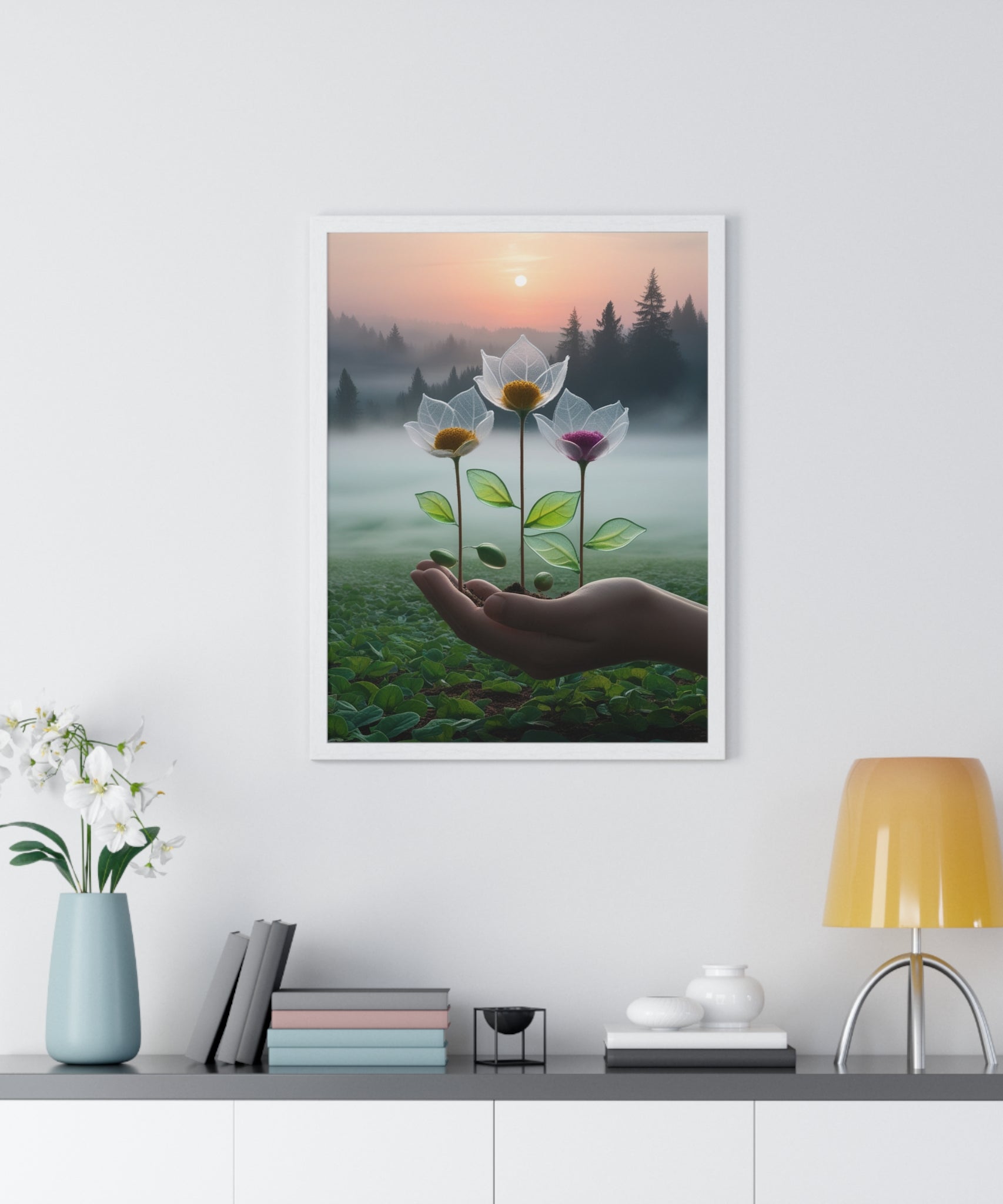 Nature Botanical Vertical Framed Poster, Serene Floral Wall Art, Inspirational Home Decor, Botanical Print, Gift for Garden Lovers - Gallory Hive