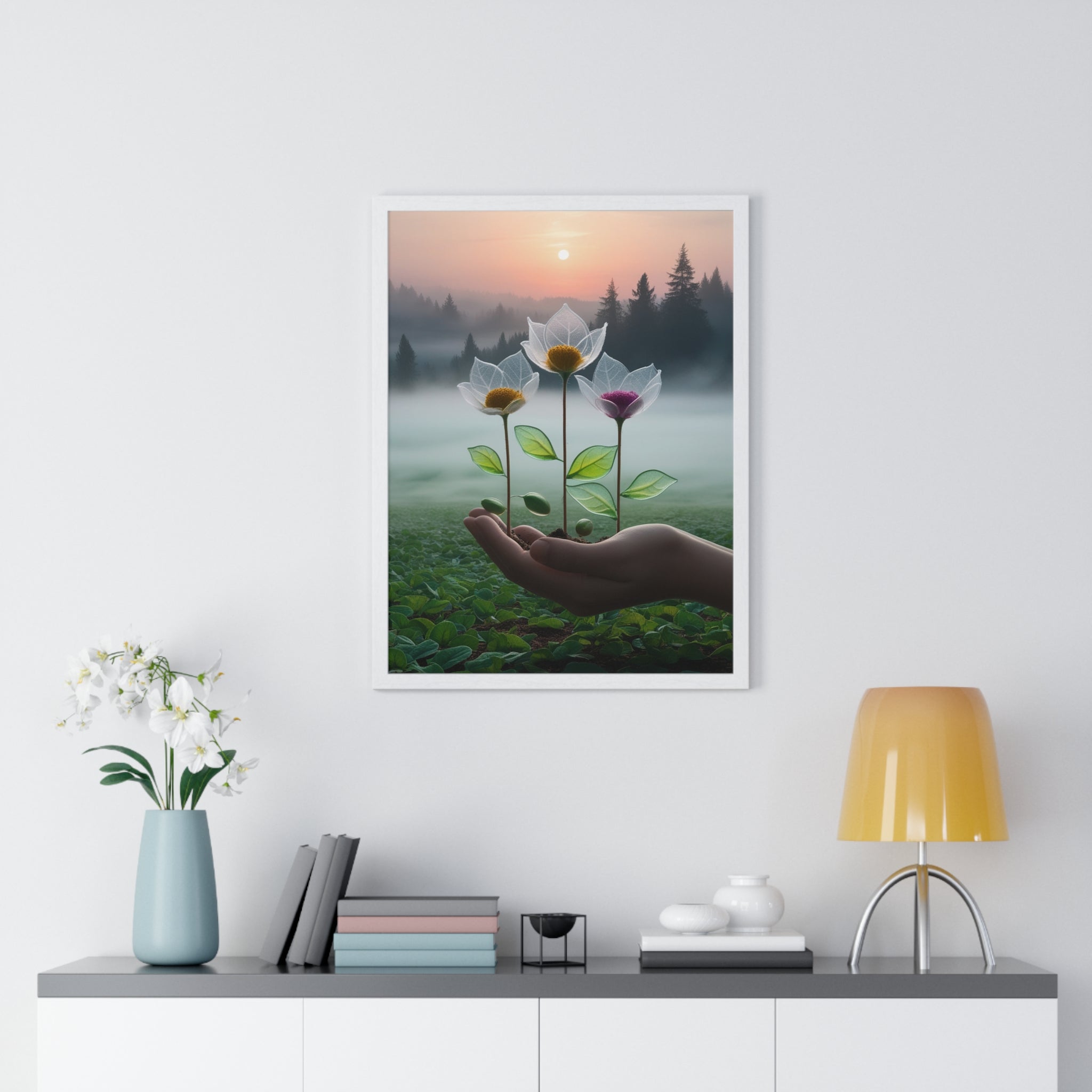 Nature Botanical Vertical Framed Poster, Serene Floral Wall Art, Inspirational Home Decor, Botanical Print, Gift for Garden Lovers