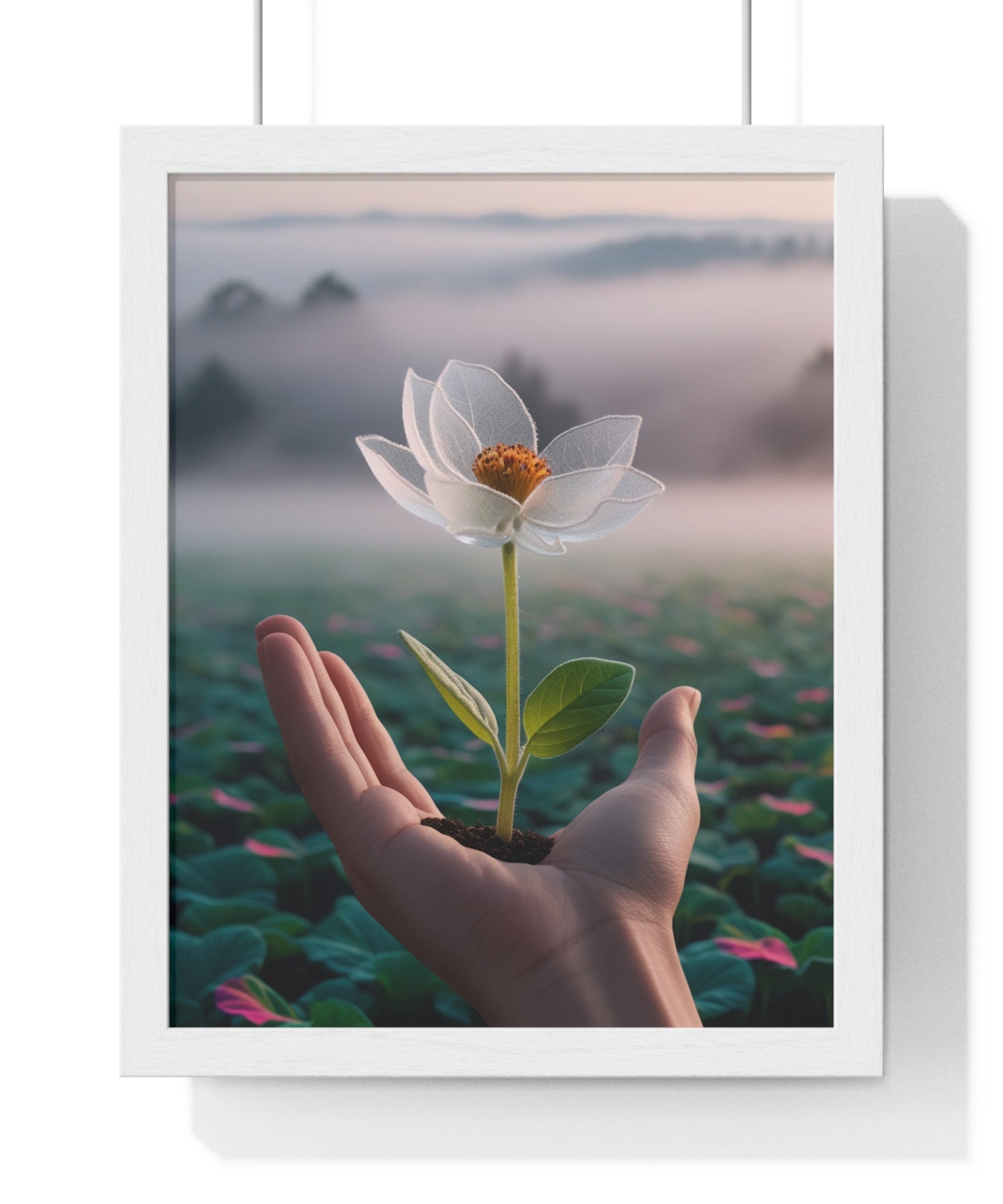 Framed Poster, Serene Floral Wall Art, Nature Print, Gift for Garden Lovers, Motivational Decor, Vertical Art Print - Gallory Hive