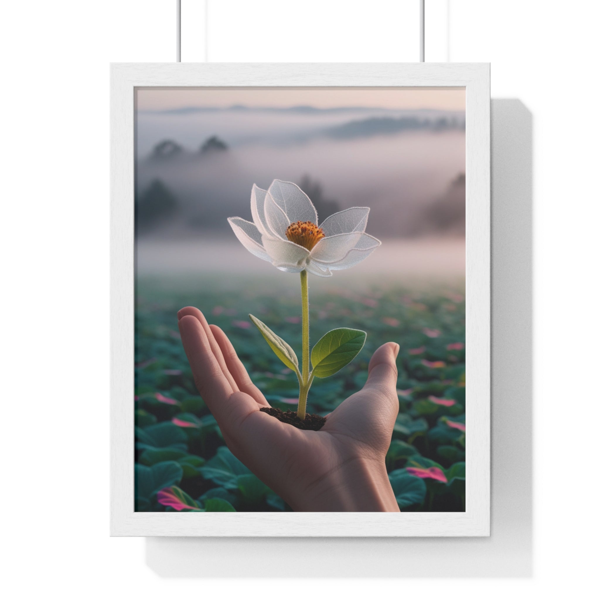 Framed Poster, Serene Floral Wall Art, Nature Print, Gift for Garden Lovers, Motivational Decor, Vertical Art Print