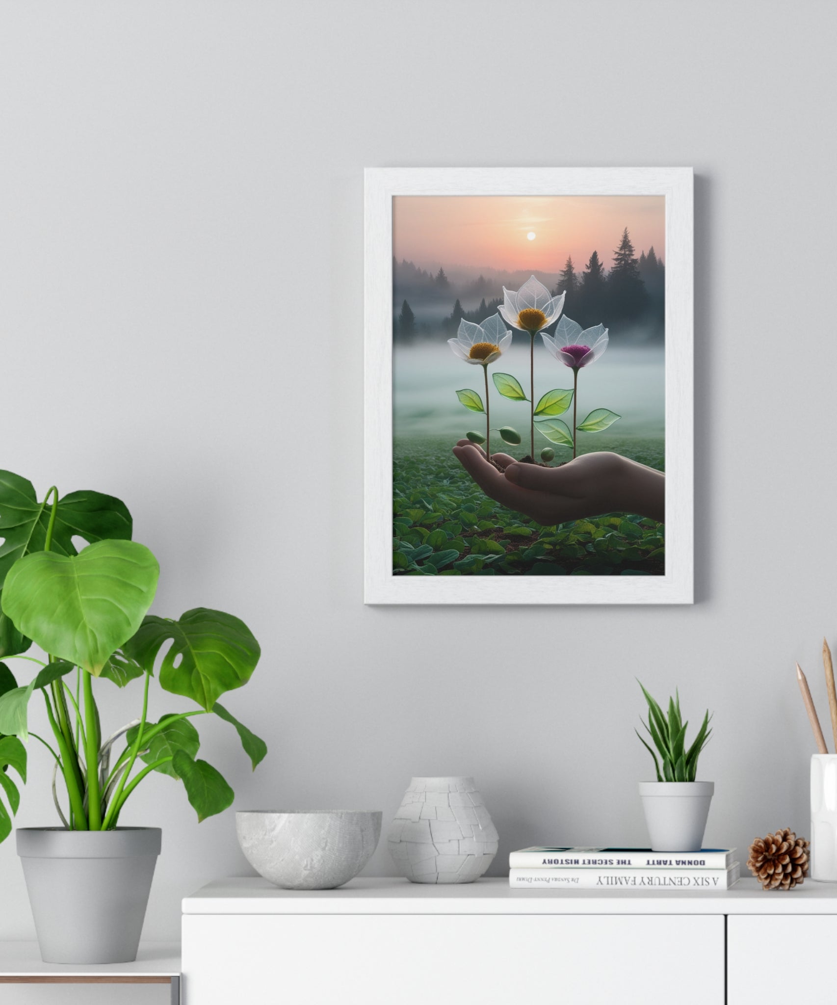 Nature Botanical Vertical Framed Poster, Serene Floral Wall Art, Inspirational Home Decor, Botanical Print, Gift for Garden Lovers - Gallory Hive