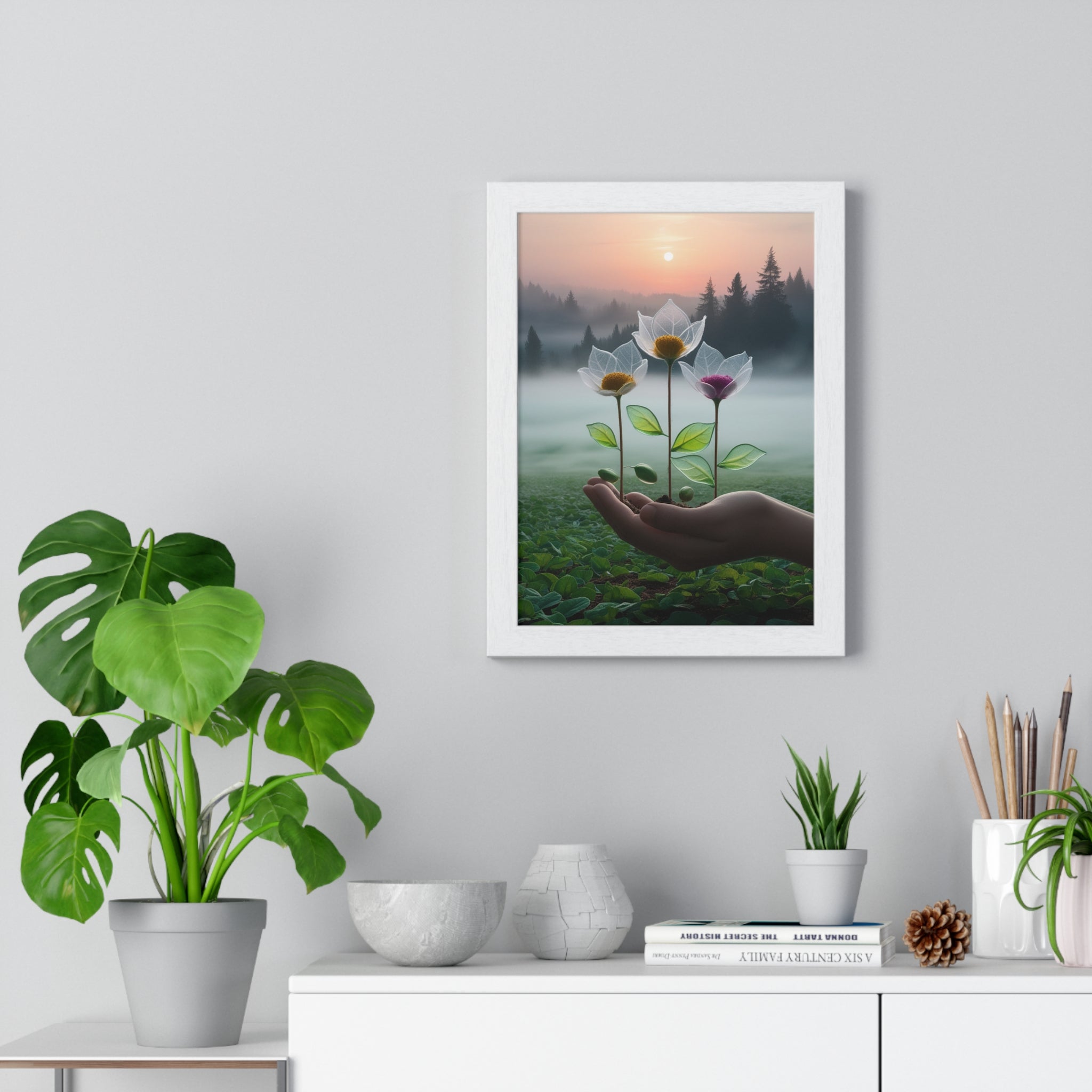Nature Botanical Vertical Framed Poster, Serene Floral Wall Art, Inspirational Home Decor, Botanical Print, Gift for Garden Lovers