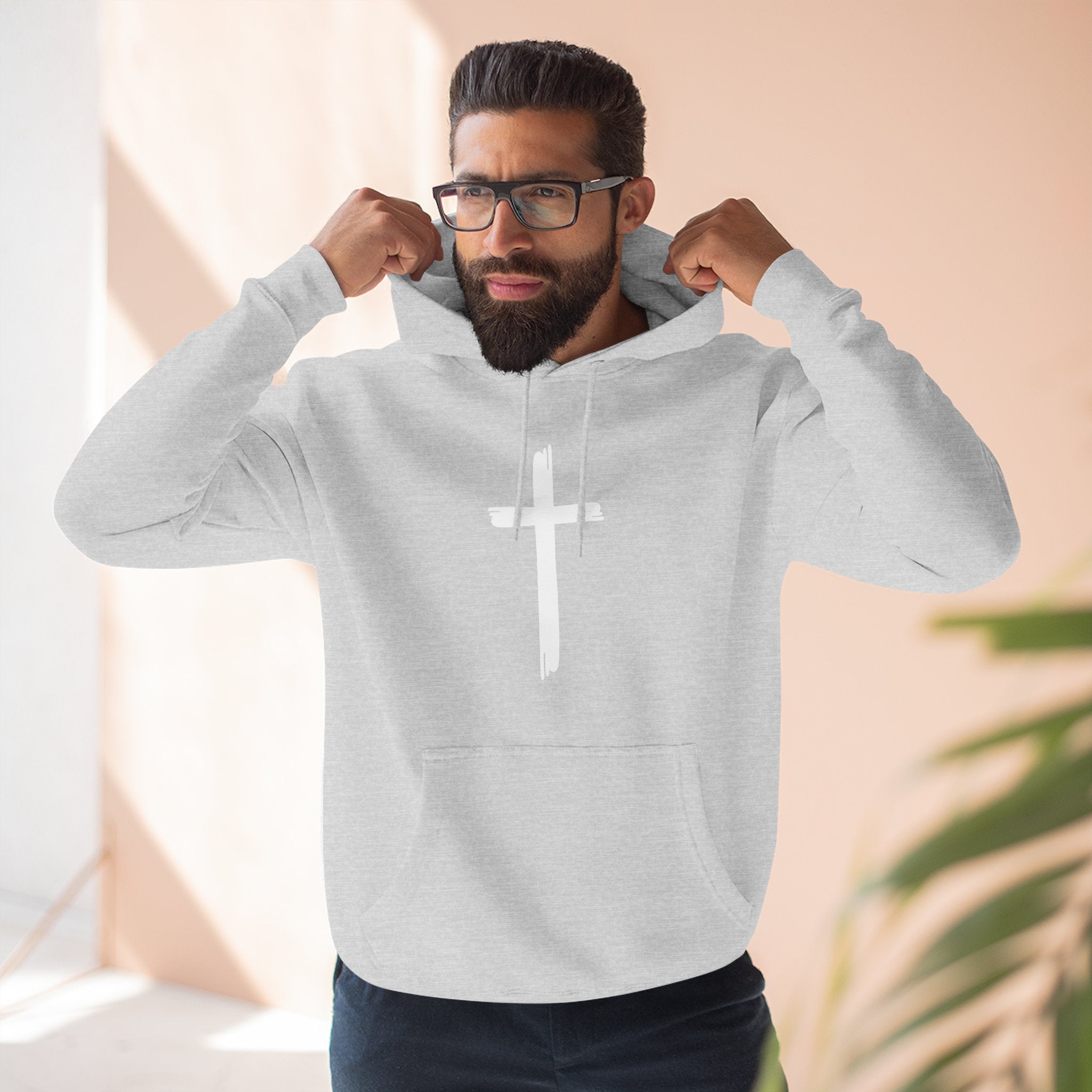 Faith-Inspired Fleece Hoodie, Comfortable Hoodie, Spiritual Gift, Cross Design, Inspirational Fashion, Cozy & Stylish