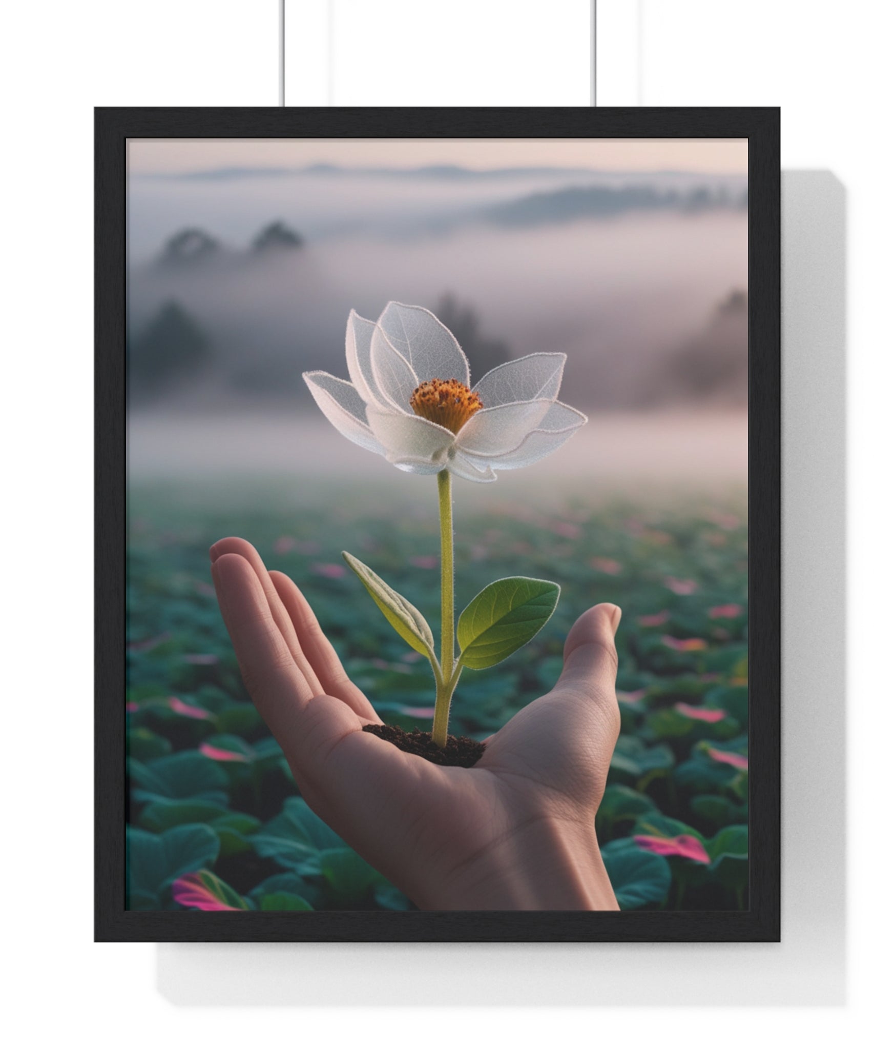 Framed Poster, Serene Floral Wall Art, Nature Print, Gift for Garden Lovers, Motivational Decor, Vertical Art Print - Gallory Hive