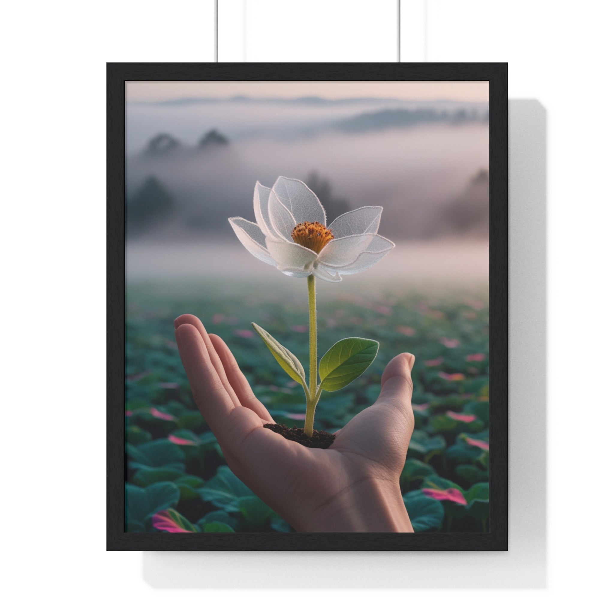 Framed Poster, Serene Floral Wall Art, Nature Print, Gift for Garden Lovers, Motivational Decor, Vertical Art Print