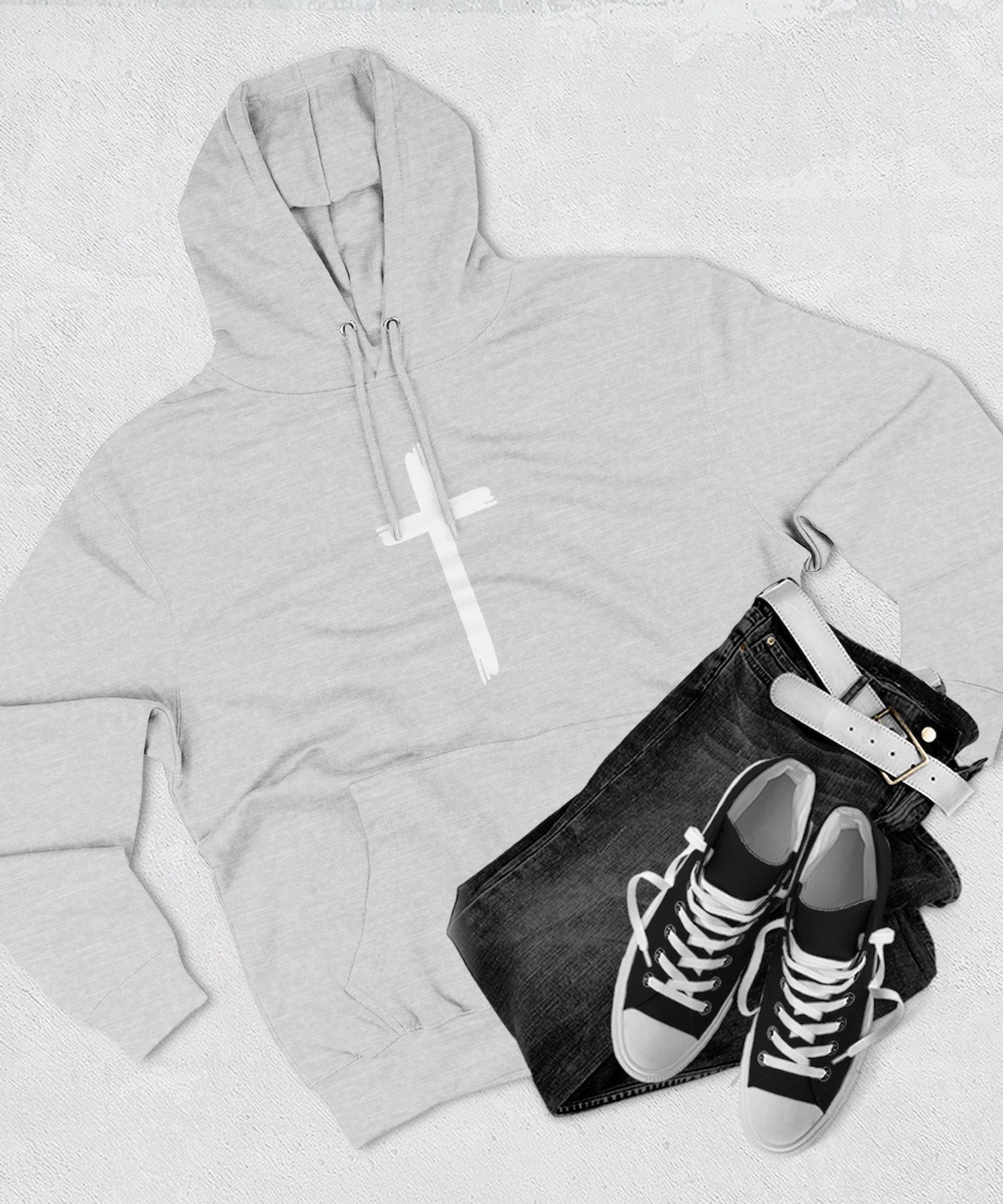 Faith-Inspired Fleece Hoodie, Comfortable Hoodie, Spiritual Gift, Cross Design, Inspirational Fashion, Cozy & Stylish - Gallory Hive