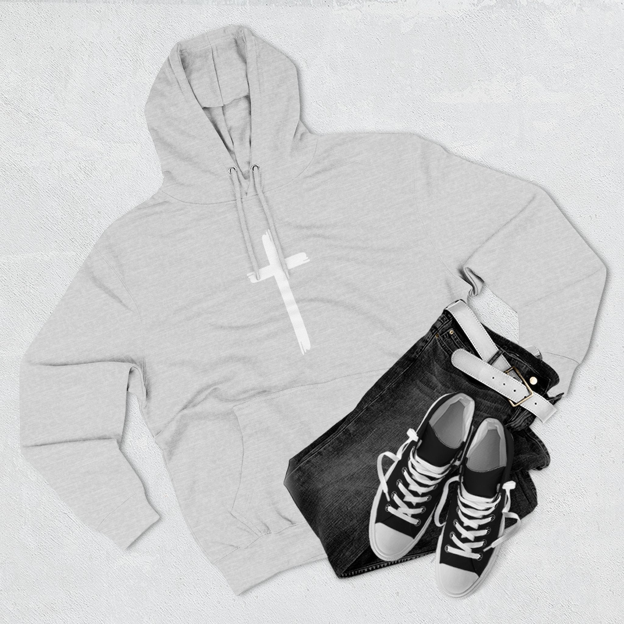 Faith-Inspired Fleece Hoodie, Comfortable Hoodie, Spiritual Gift, Cross Design, Inspirational Fashion, Cozy & Stylish