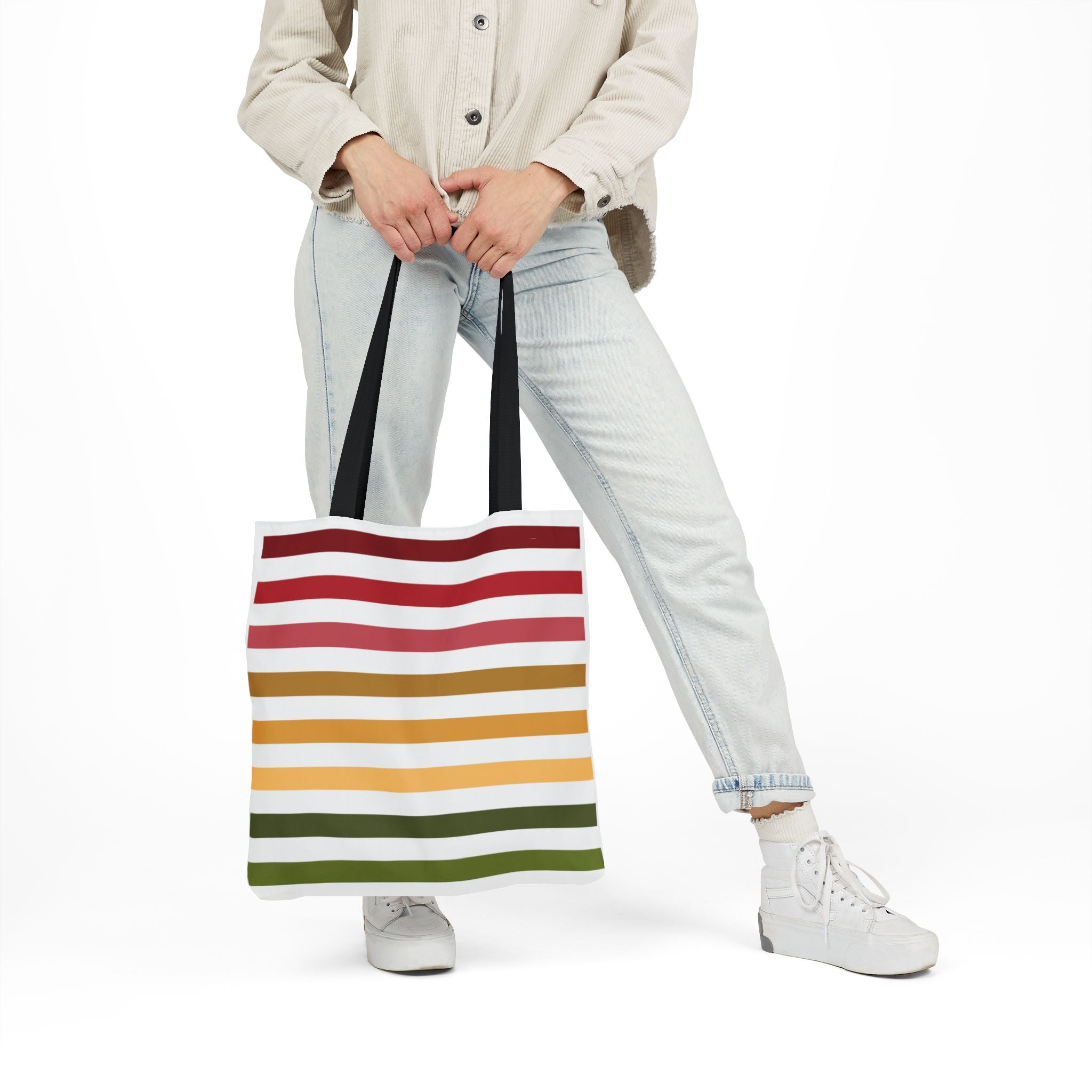 Multicolor Horizontal Lines Canvas Tote
