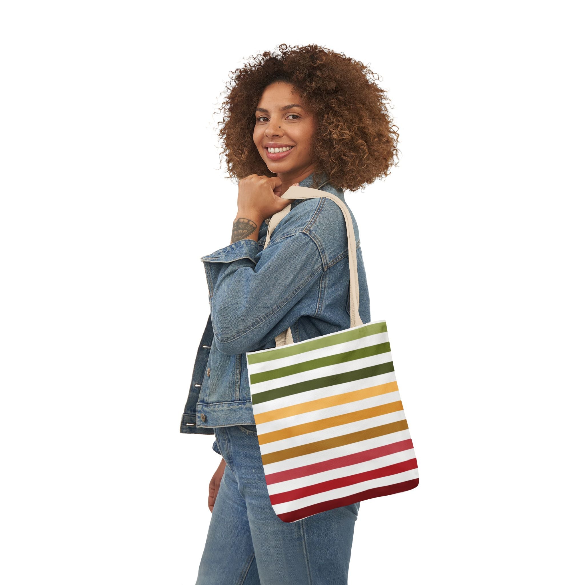 Multicolor Horizontal Lines Canvas Tote