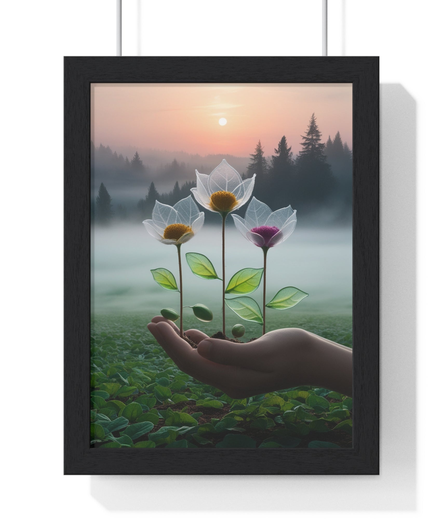 Nature Botanical Vertical Framed Poster, Serene Floral Wall Art, Inspirational Home Decor, Botanical Print, Gift for Garden Lovers - Gallory Hive