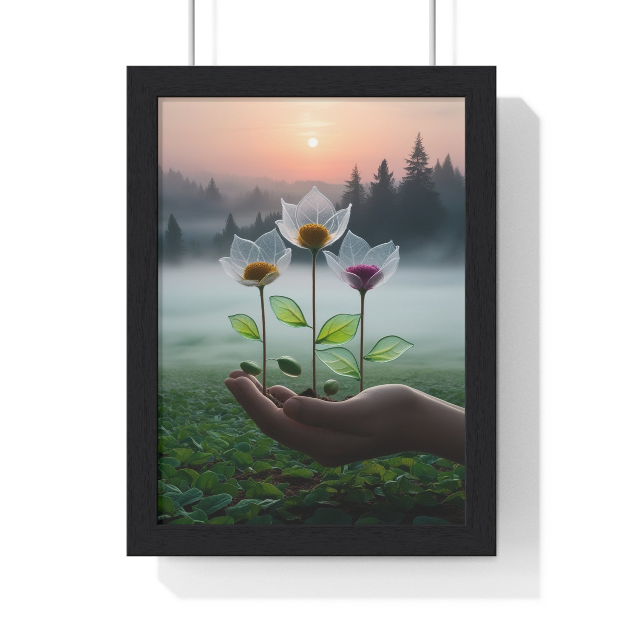 Nature Botanical Vertical Framed Poster, Serene Floral Wall Art, Inspirational Home Decor, Botanical Print, Gift for Garden Lovers