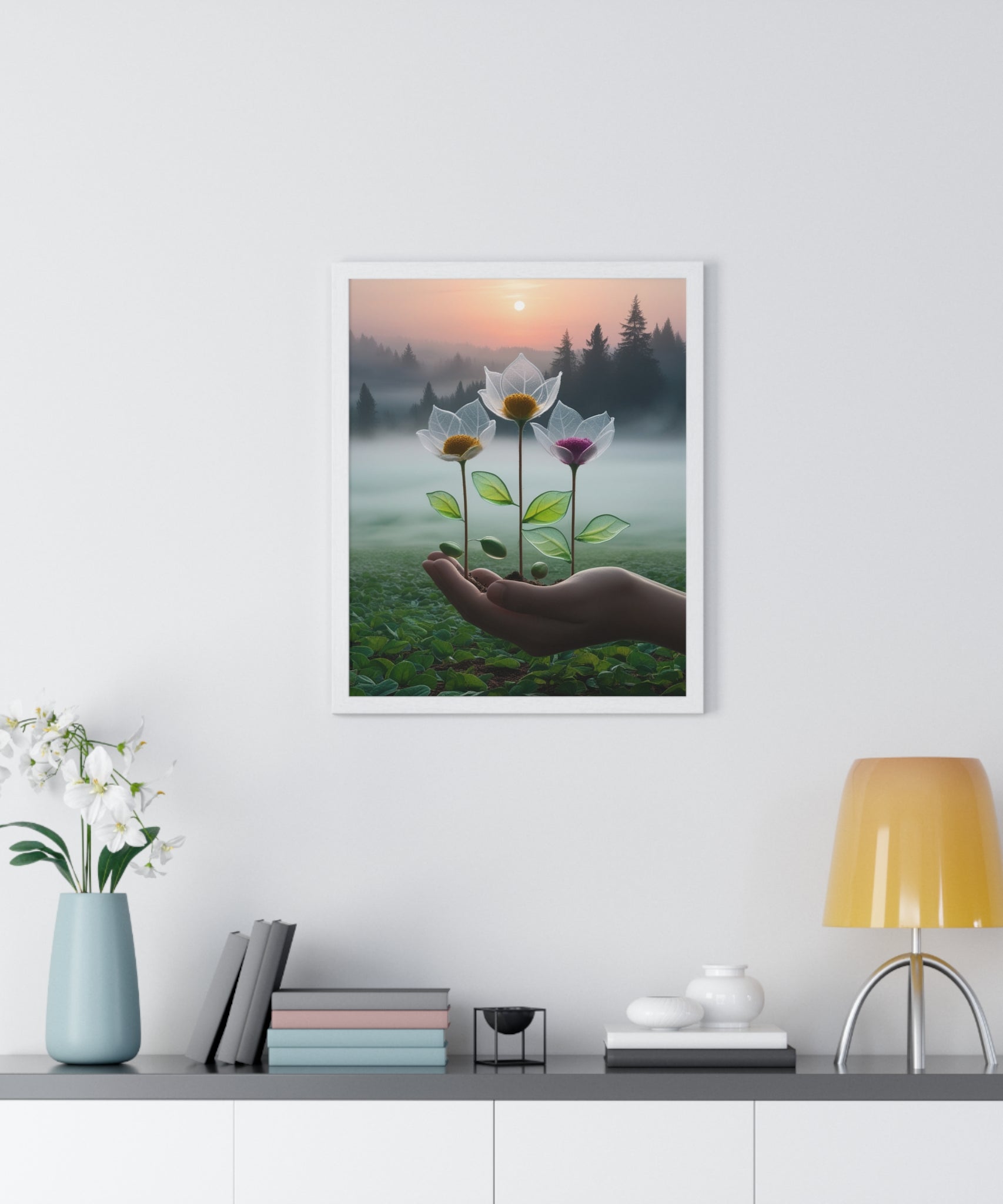 Nature Botanical Vertical Framed Poster, Serene Floral Wall Art, Inspirational Home Decor, Botanical Print, Gift for Garden Lovers - Gallory Hive