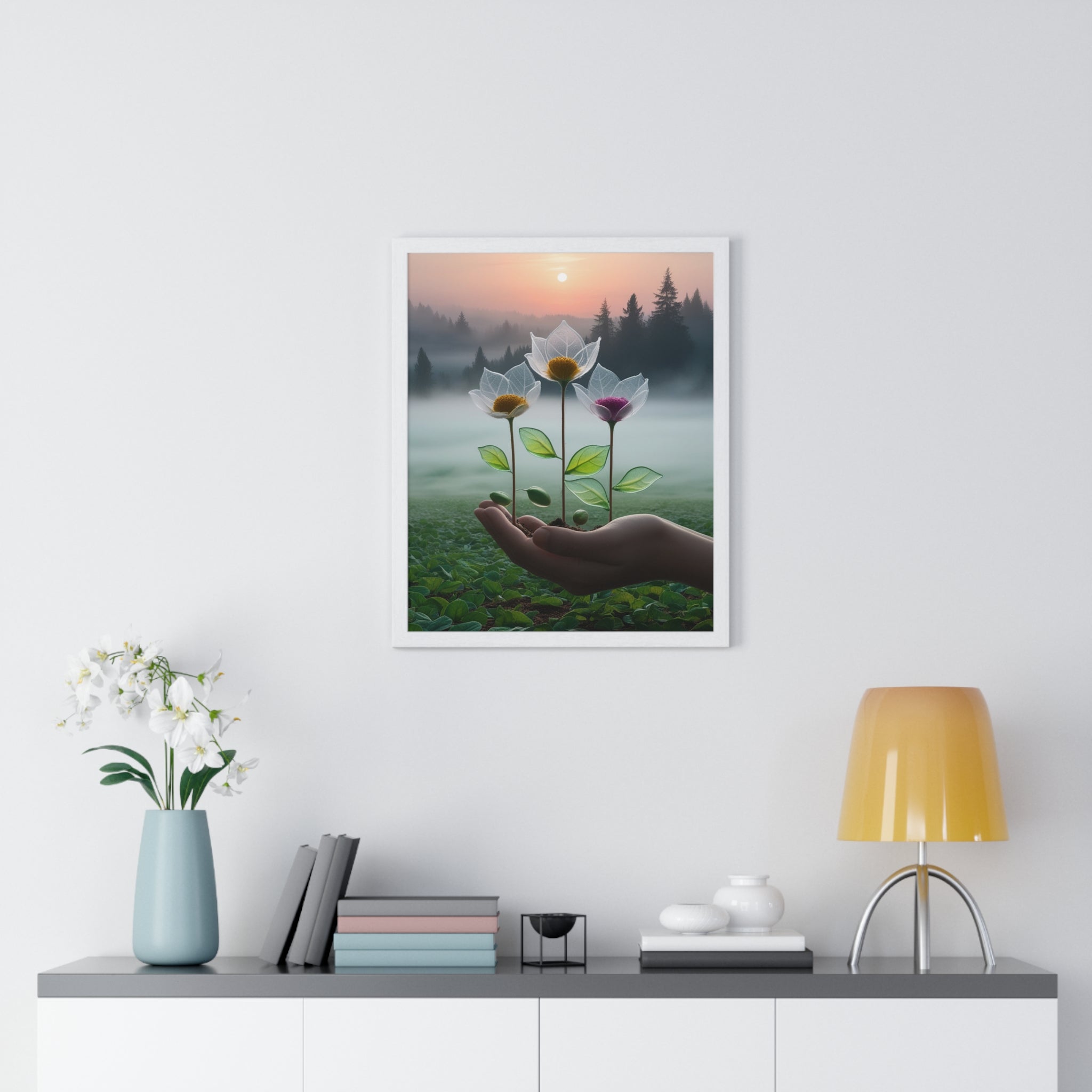Nature Botanical Vertical Framed Poster, Serene Floral Wall Art, Inspirational Home Decor, Botanical Print, Gift for Garden Lovers