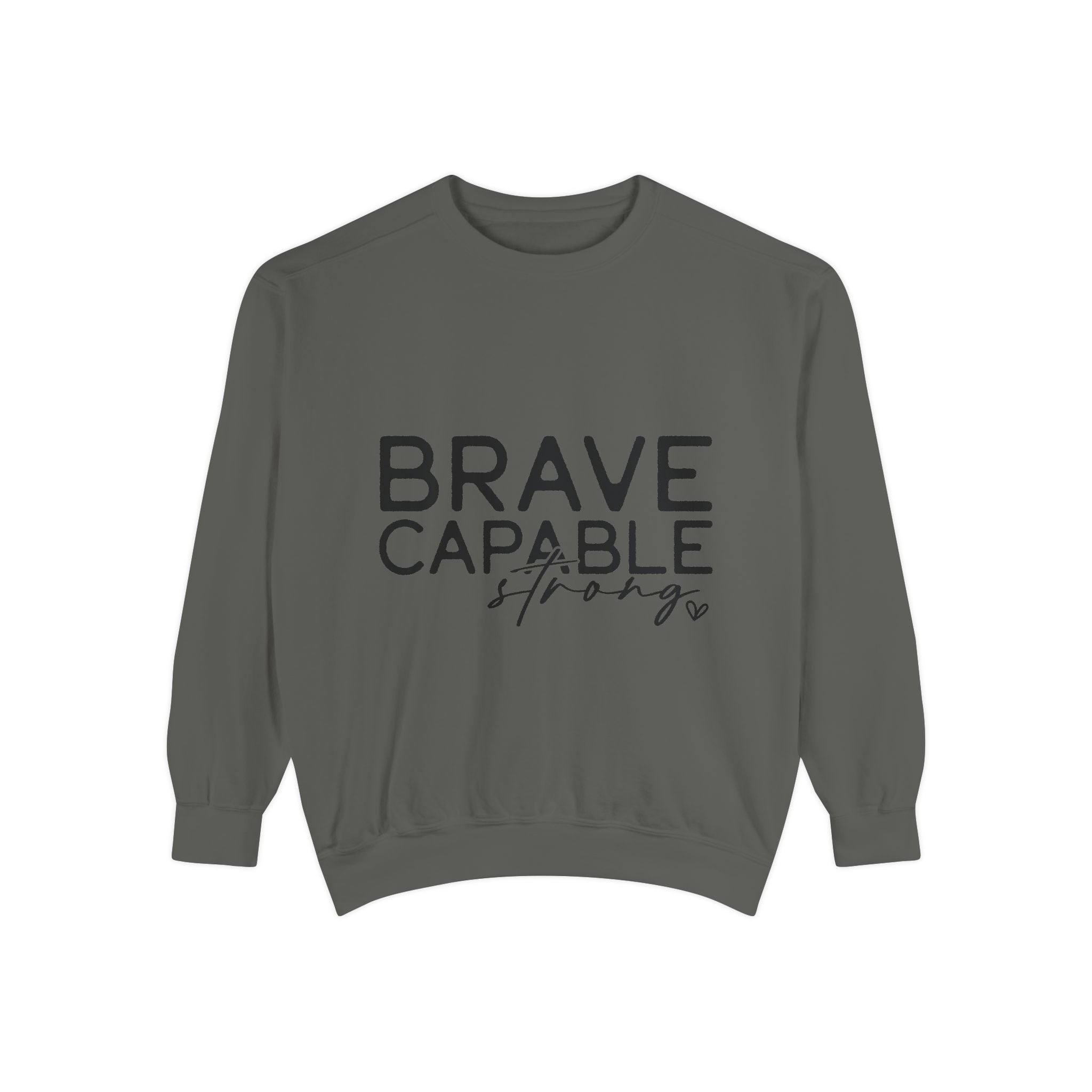 Brave Capable Strong Sweatshirt, Contemplation Line Art Sweatshirt – Minimalist Aesthetic