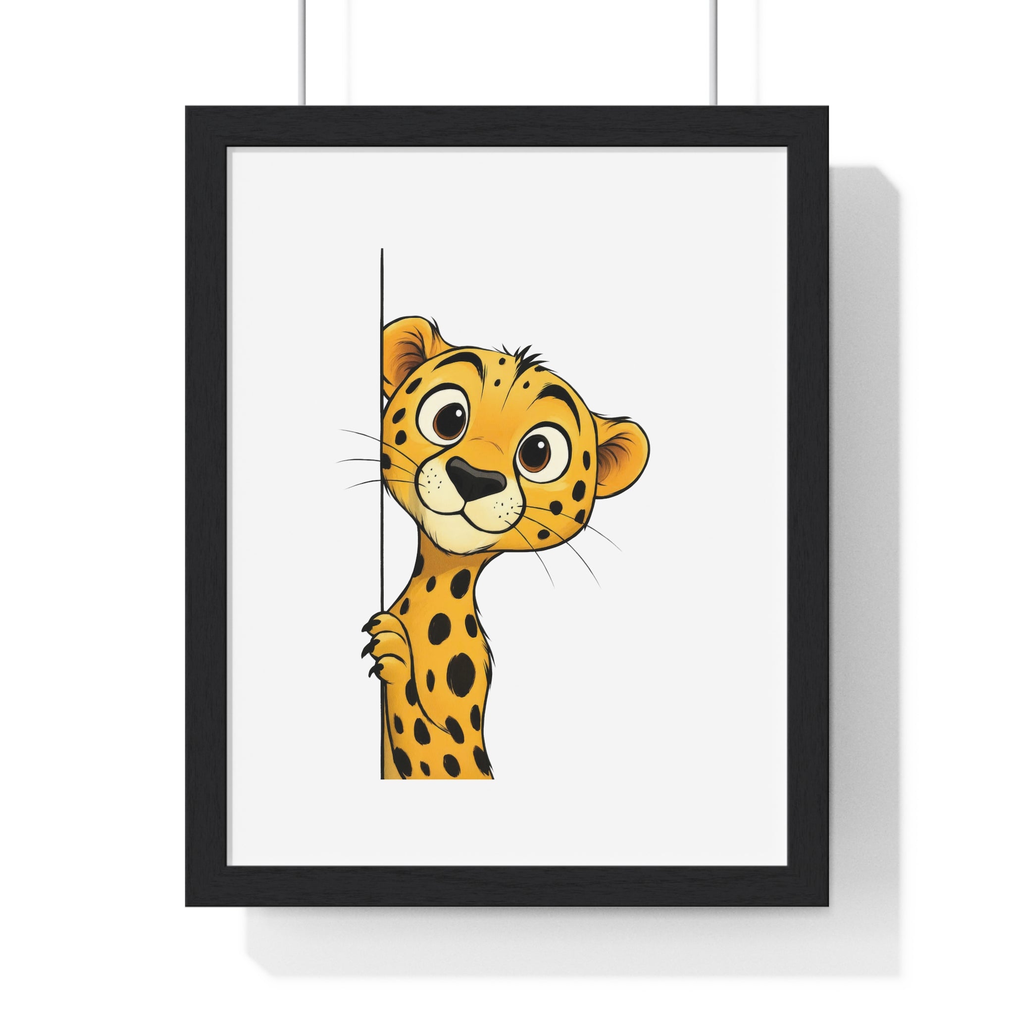 Wooden Frame Wall Decor with Cute Cheetah Cub Print
