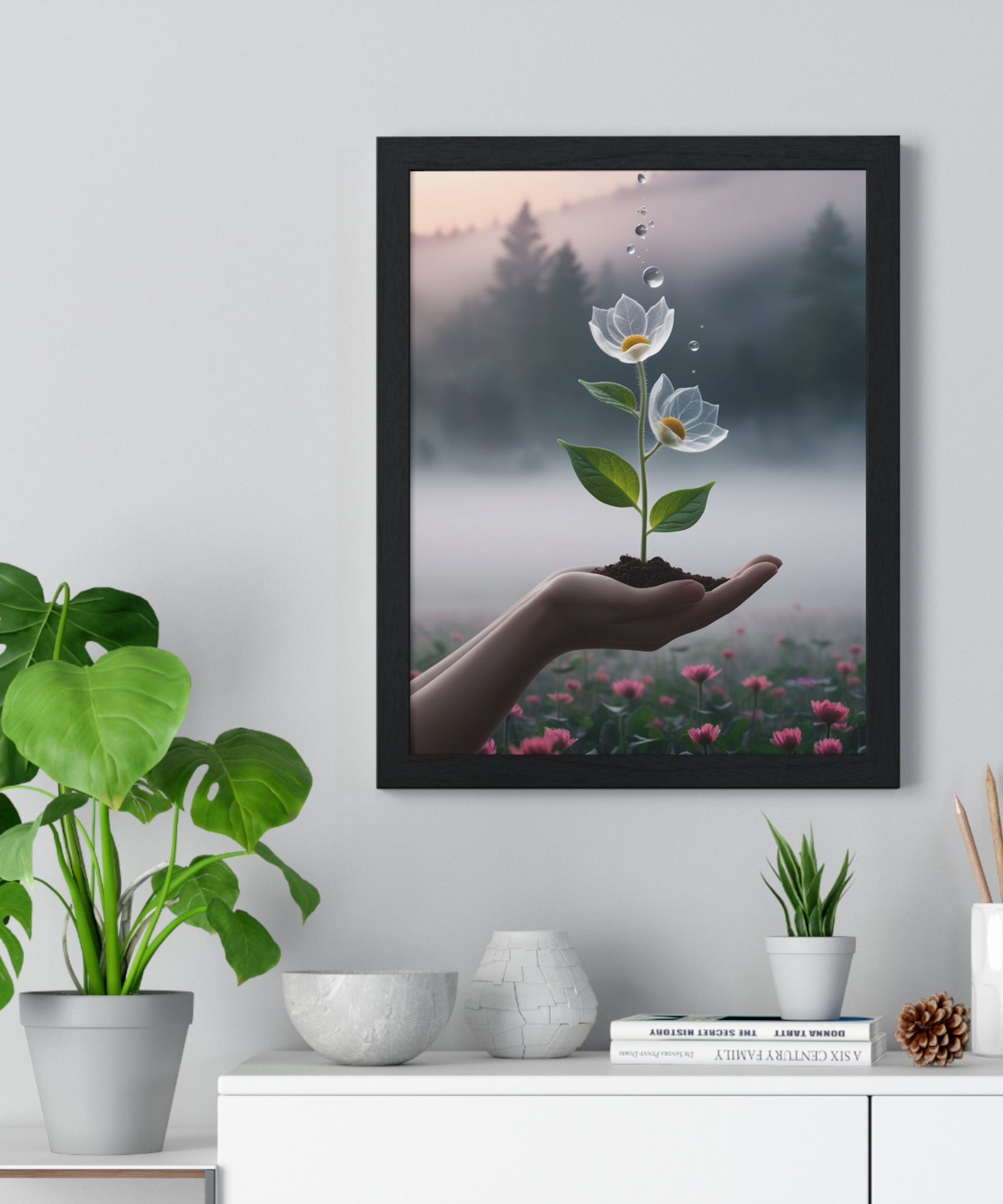 Vertical Framed Poster - Floral Growth Inspirational Wall Art, Botanical Decor, Nature Lovers Gift, Modern Aesthetic, Home Office Decoration - Gallory Hive