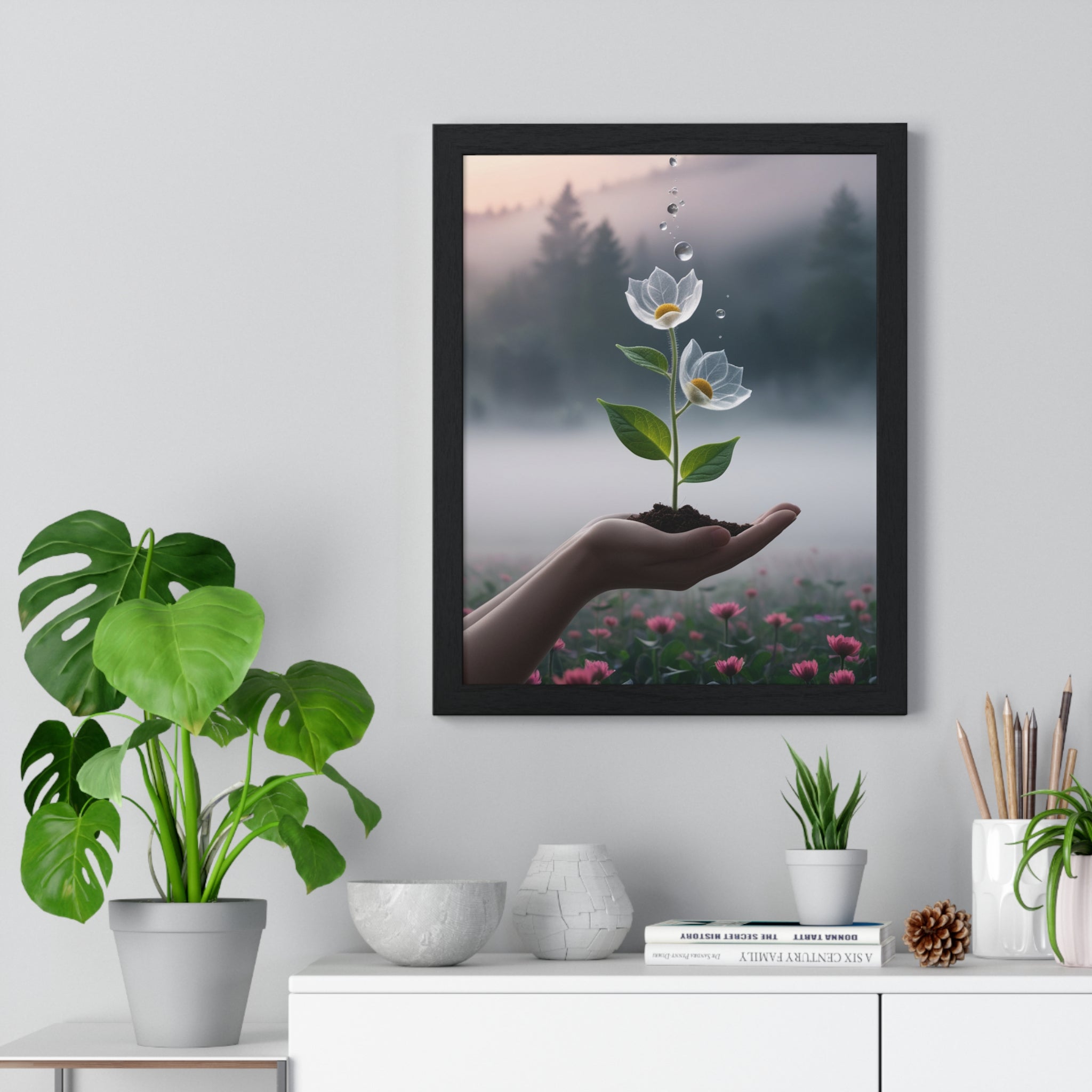 Vertical Framed Poster - Floral Growth Inspirational Wall Art, Botanical Decor, Nature Lovers Gift, Modern Aesthetic, Home Office Decoration - Gallory Hive
