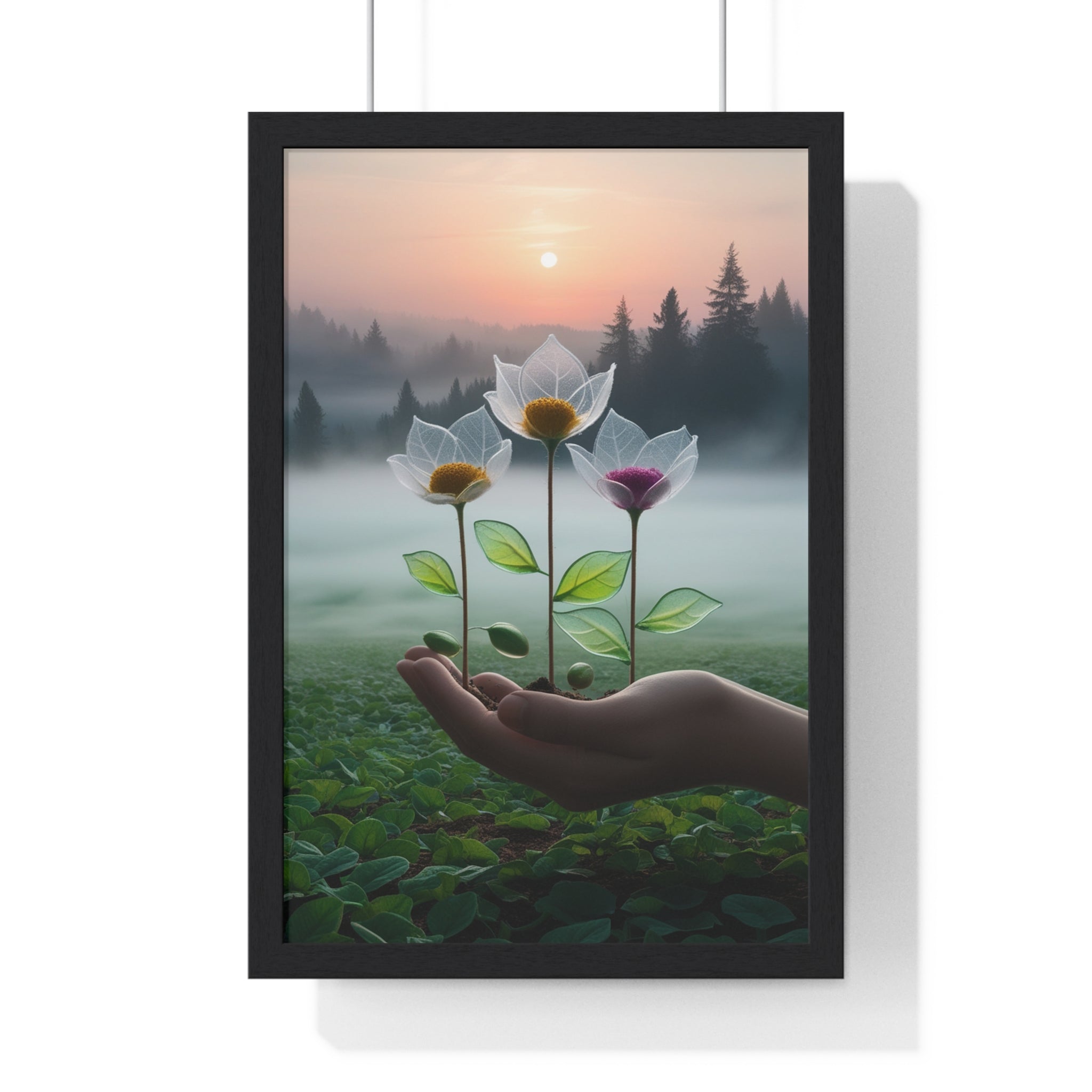 Nature Botanical Vertical Framed Poster, Serene Floral Wall Art, Inspirational Home Decor, Botanical Print, Gift for Garden Lovers
