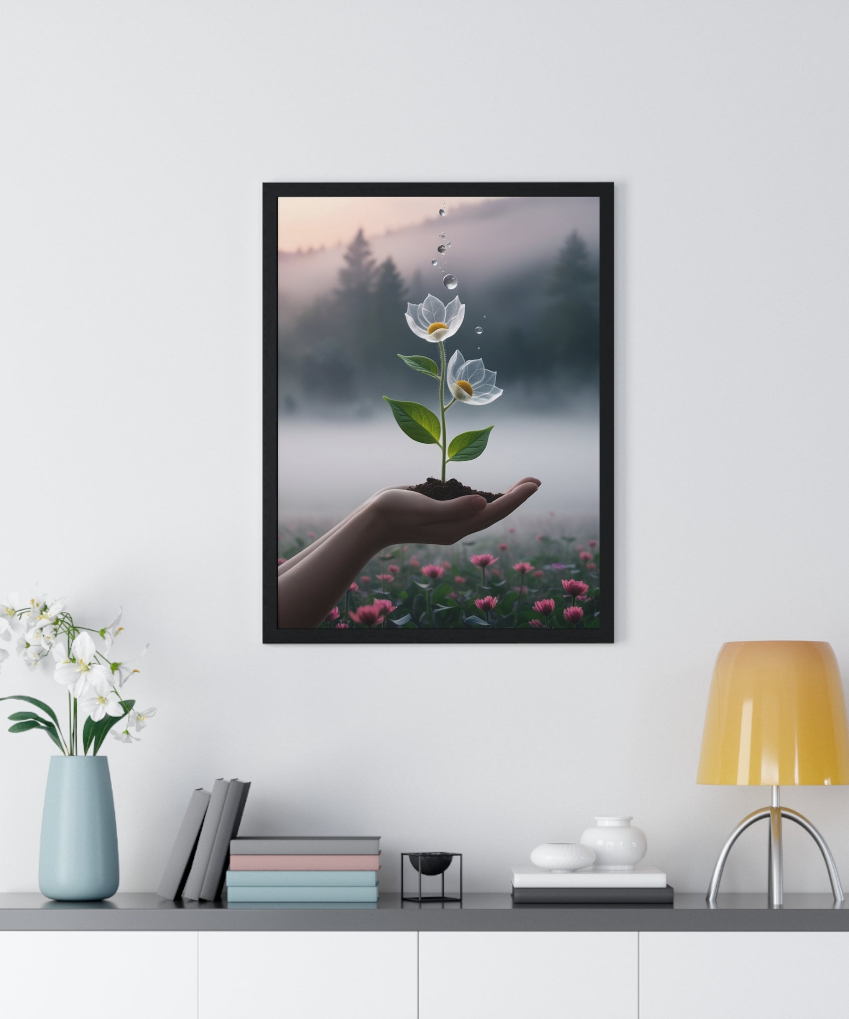 Vertical Framed Poster - Floral Growth Inspirational Wall Art, Botanical Decor, Nature Lovers Gift, Modern Aesthetic, Home Office Decoration - Gallory Hive