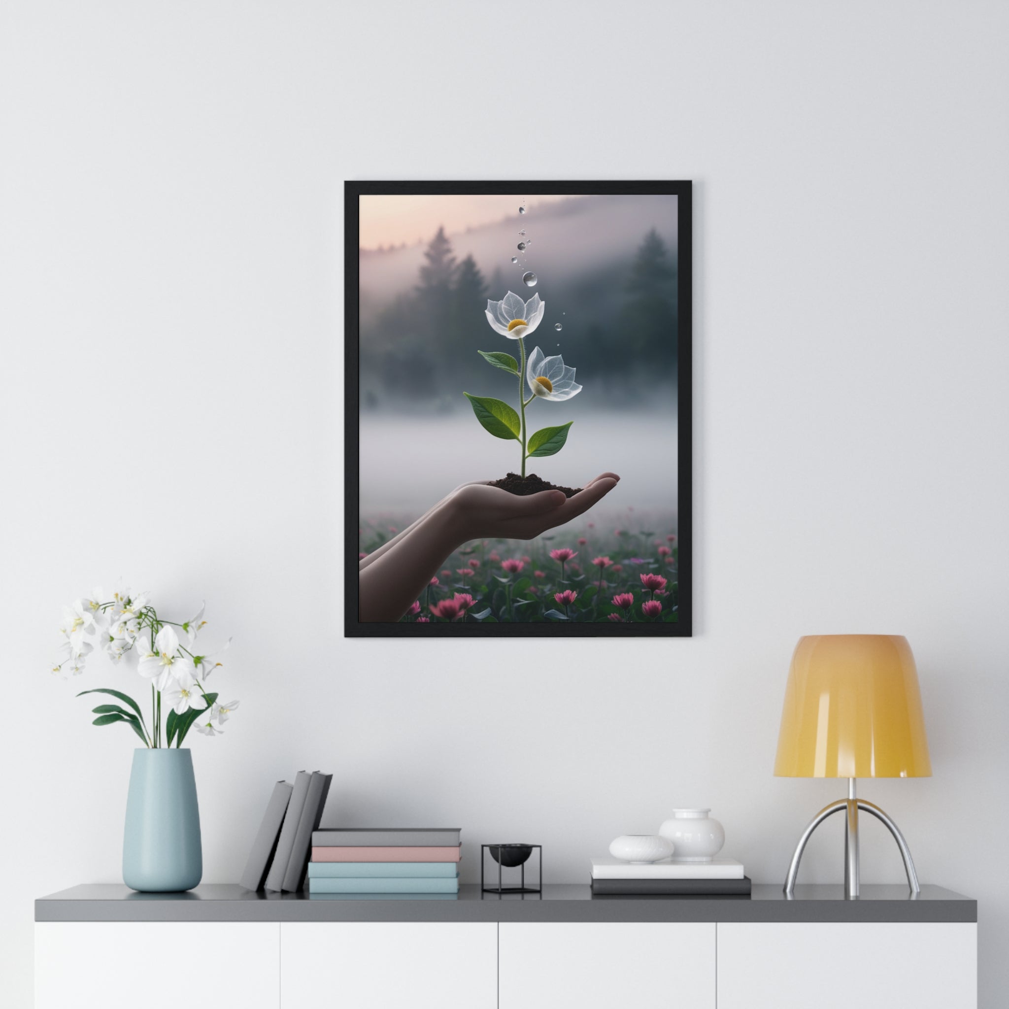 Vertical Framed Poster - Floral Growth Inspirational Wall Art, Botanical Decor, Nature Lovers Gift, Modern Aesthetic, Home Office Decoration - Gallory Hive