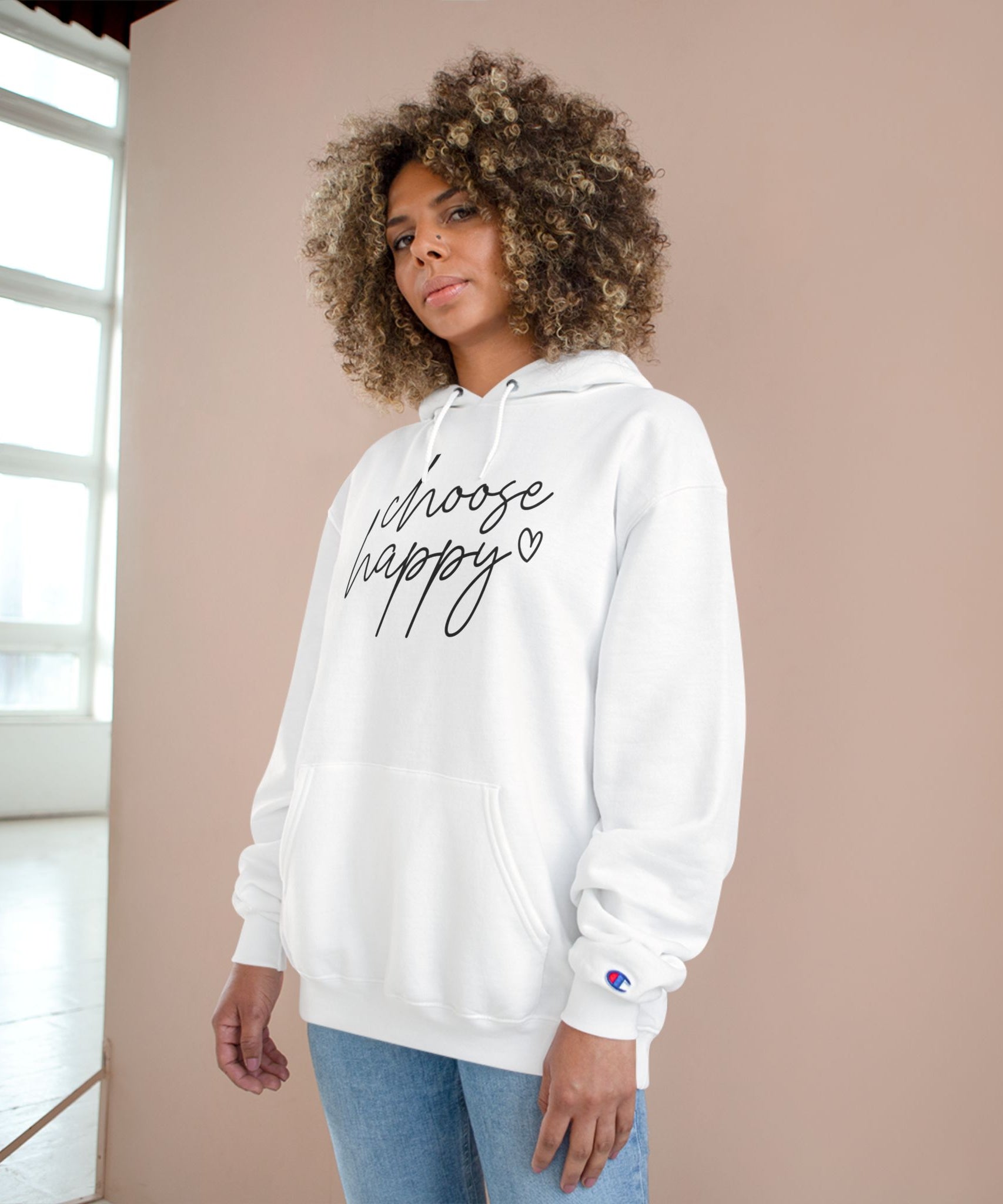 Unisex Hoodie – Choose Happy Minimalist Print