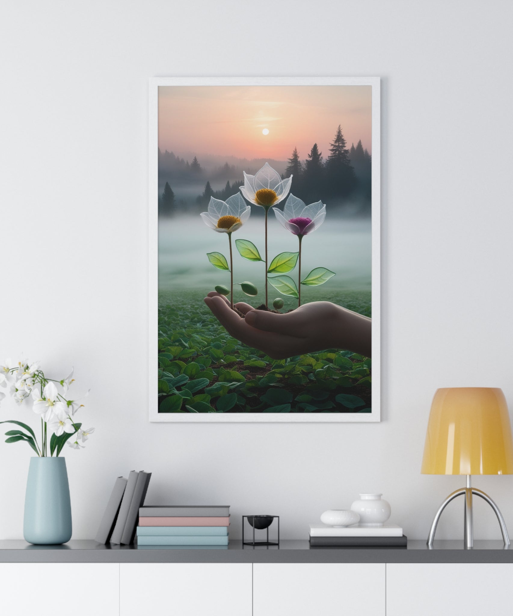 Nature Botanical Vertical Framed Poster, Serene Floral Wall Art, Inspirational Home Decor, Botanical Print, Gift for Garden Lovers - Gallory Hive